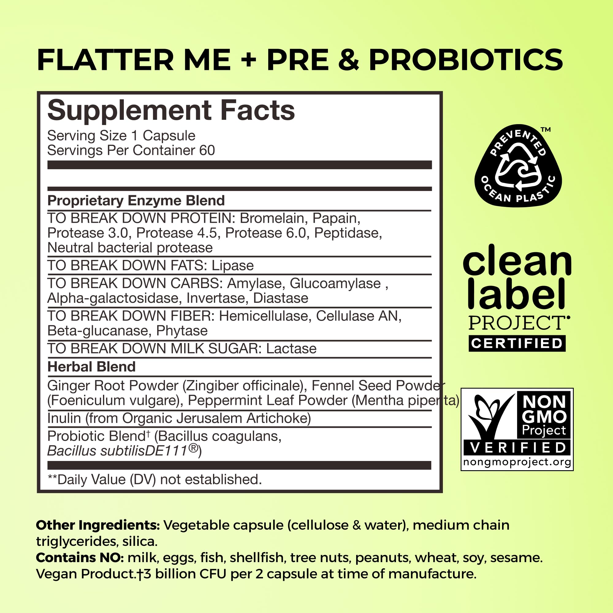 HUM Flatter Me Digestive Enzymes Plus Prebiotics & Probiotics, Digestive Health Bloating Supplement for Women & Men, Fast Acting Anti Bloat Pills Multi Enzyme HUM Au supplements
