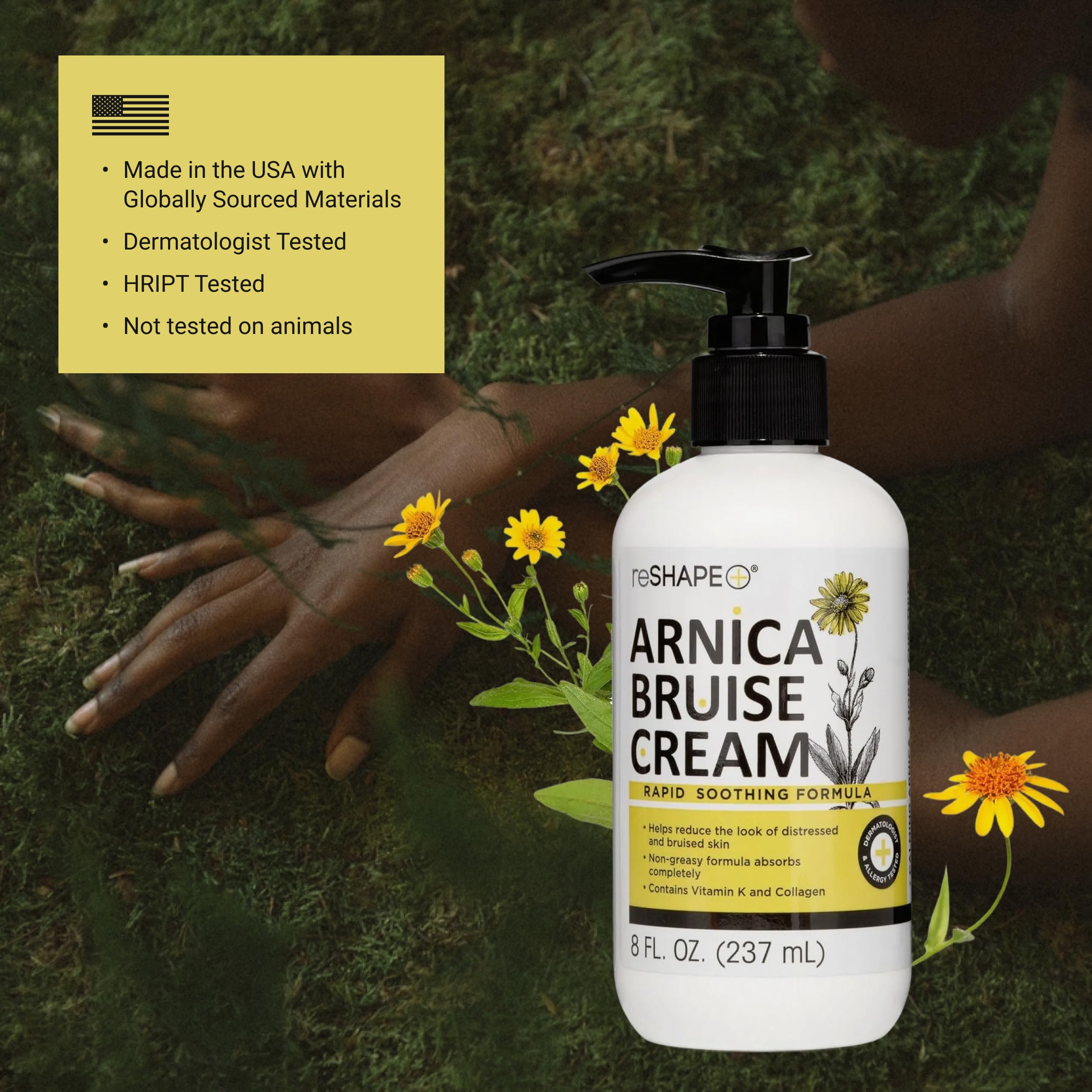 Reshape+ Arnica Bruise Relief Topical Cream For Bruising, Swelling, & Discoloration On Skin, Natural Skin Care Homeopathic Arnica Lotion W/Vitamin K, Horse Chestnut, & Collagen, Large 8 Fl Oz Reshape+ Au supplements