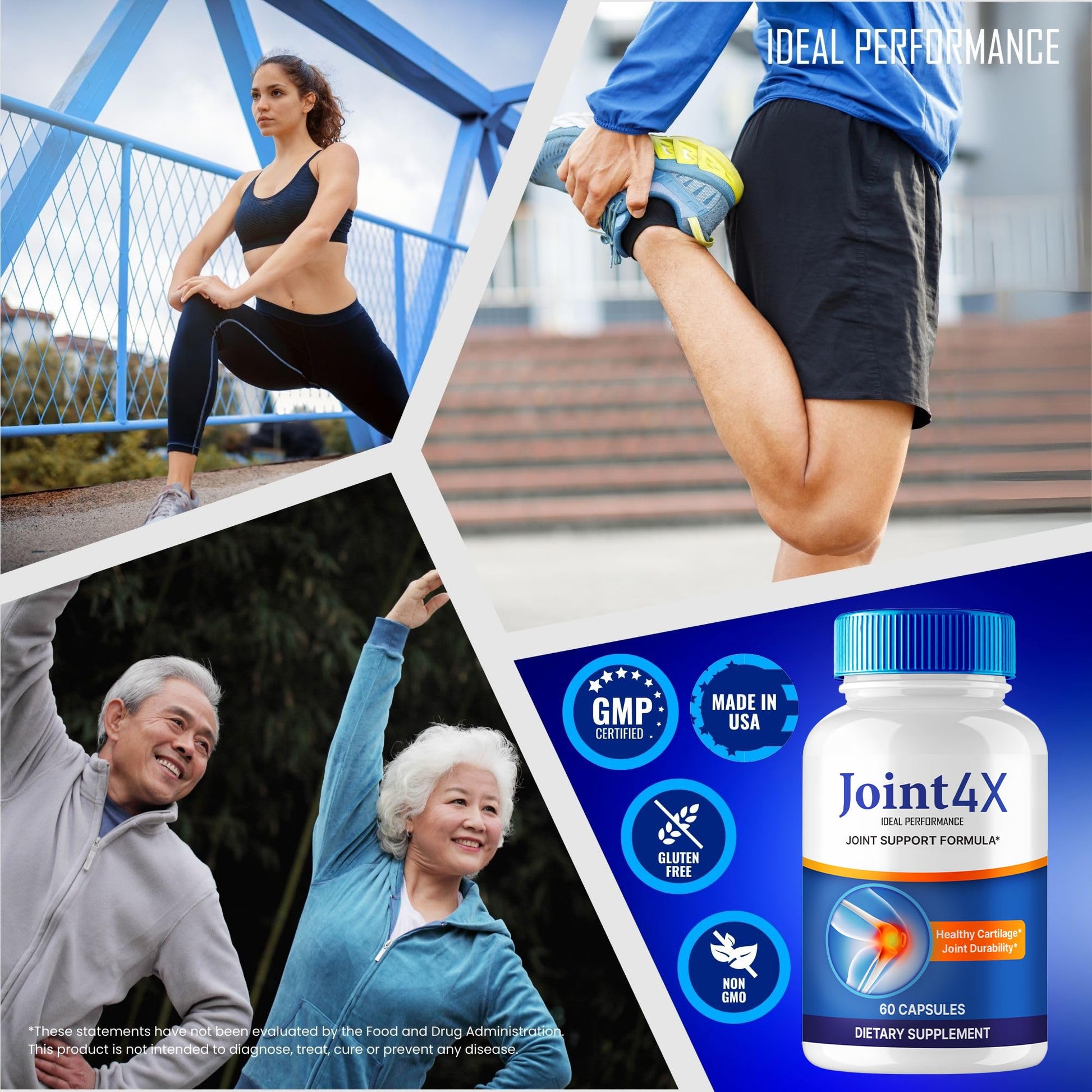 IDEAL PERFORMANCE Joint4X Joint Support Capsules, Official Joint-4X Supplement Pills, All-Natural Formula to Fortify Bones and Bolster Flexibility - Maximum Strength, Joint 4X Pills Reviews (5 Pack) IDEAL PERFORMANCE Au supplements