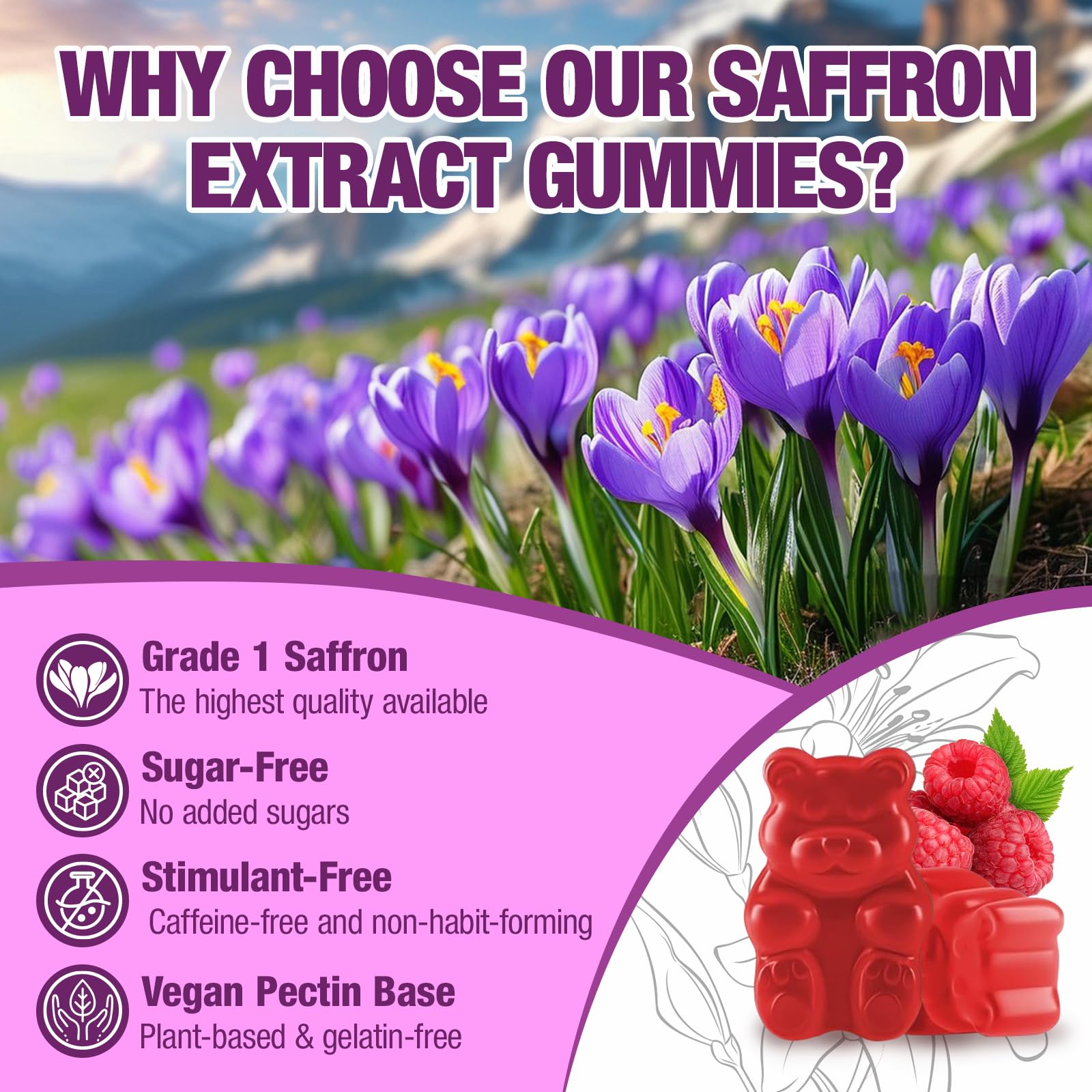 VAJYKEWJY Saffron Gummies (88.5 mg) with Magnesium — Enhanced with St. John’s Wort, Rhodiola, Ashwagandha & Vitamins B6, B12, D3 for Mood & Focus Support — 120 Count VAJYKEWJY Au supplements