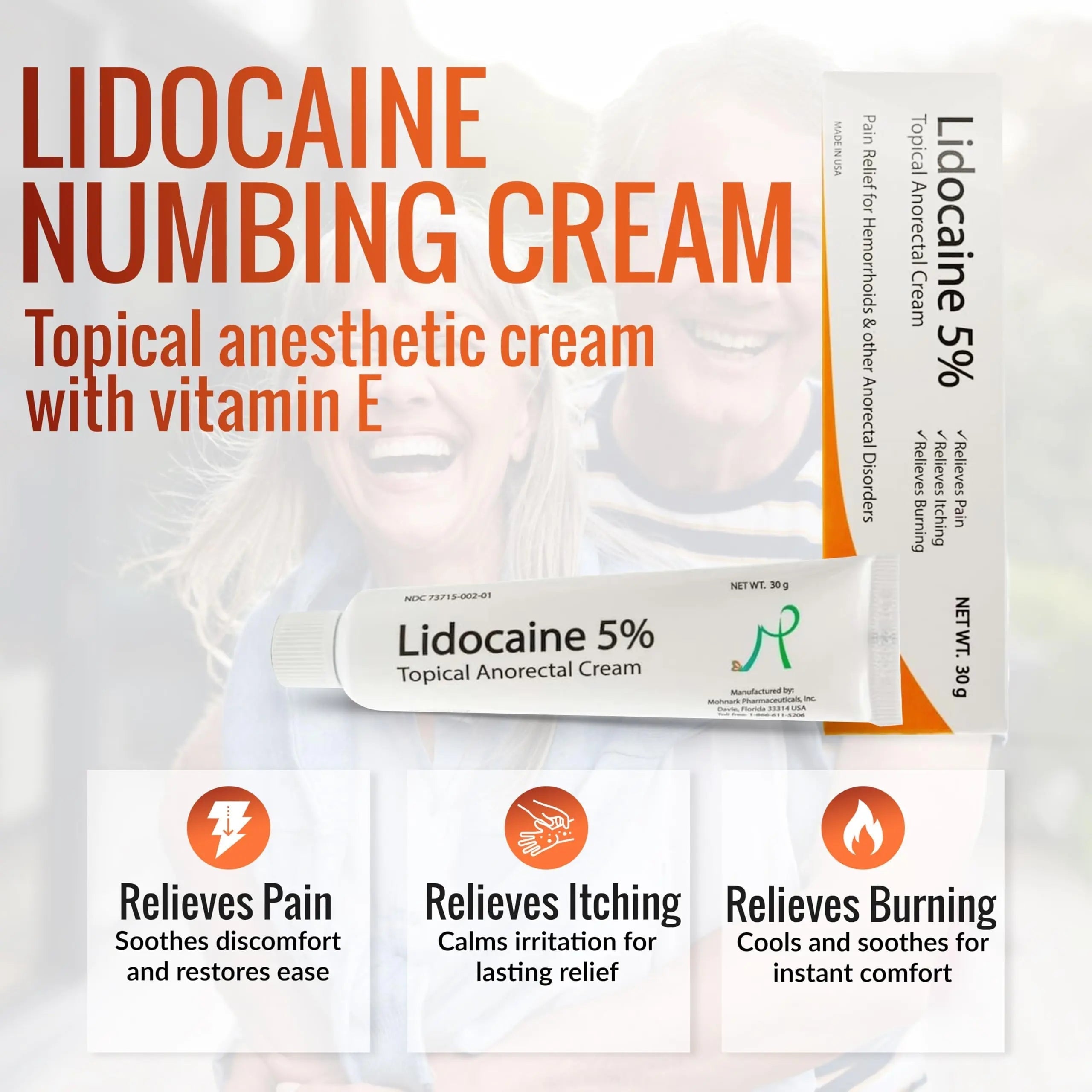Mohnark Maximum Strength Lidocaine Hemorrhoid Treatment Cream for External and Internal Hemorrhoids Treatment Burn Itch Pain Relief Anal Cream Topical Anorectal Numbing Cream- 30 Gram Tube Made in USA MOHNARK Au supplements
