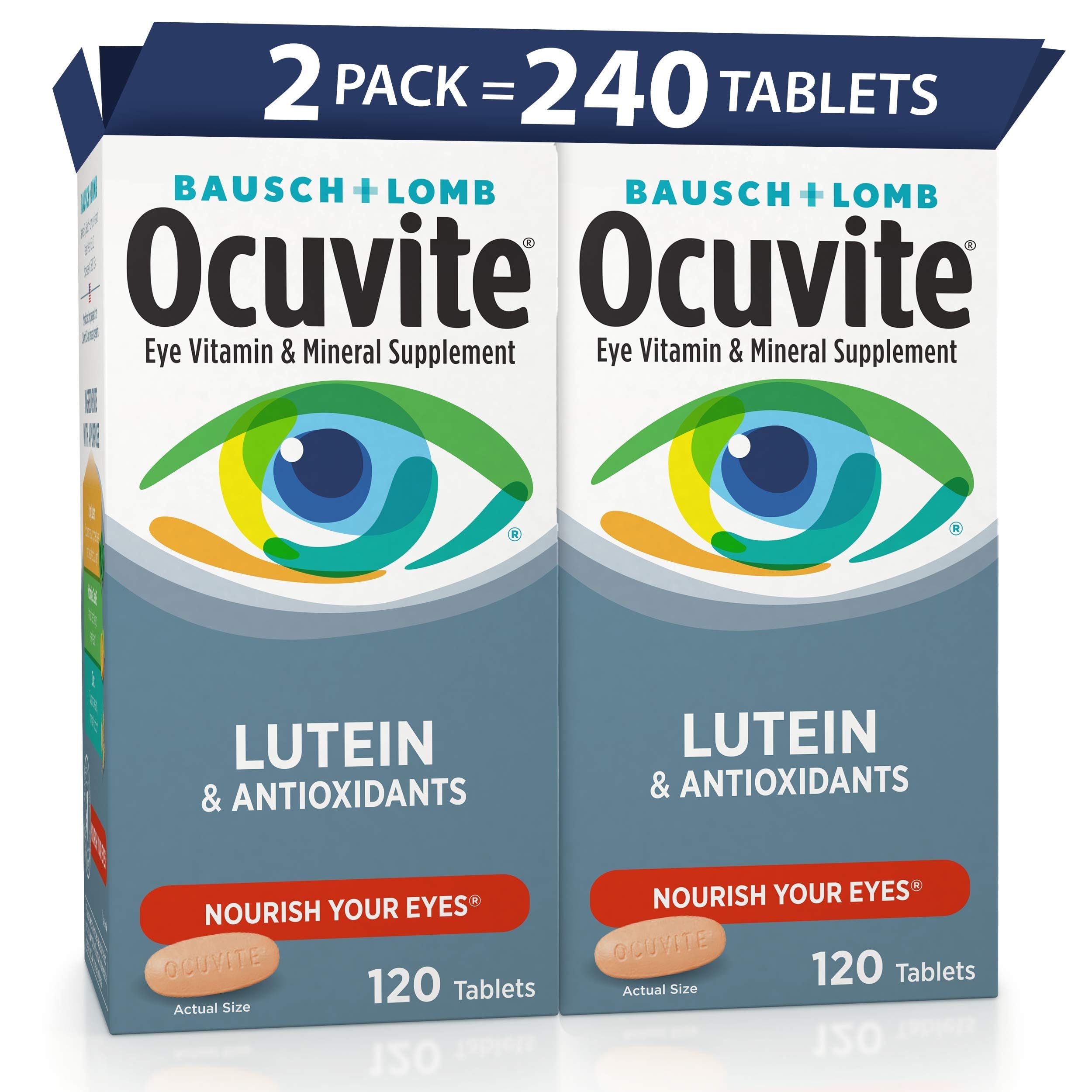 Ocuvite Eye Vitamin & Mineral Supplement, Lutein & Antioxidant Vitamins A, C, E, Zinc for Eye Health, Vitamins for Eyes, 120 Tablets (Pack of 2) Ocuvite Au supplements
