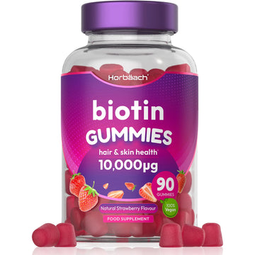 Biotin Gummies 10,000mcg | 90 Vegan Vitamins | Natural Strawberry Flavour Horbäach Au supplements