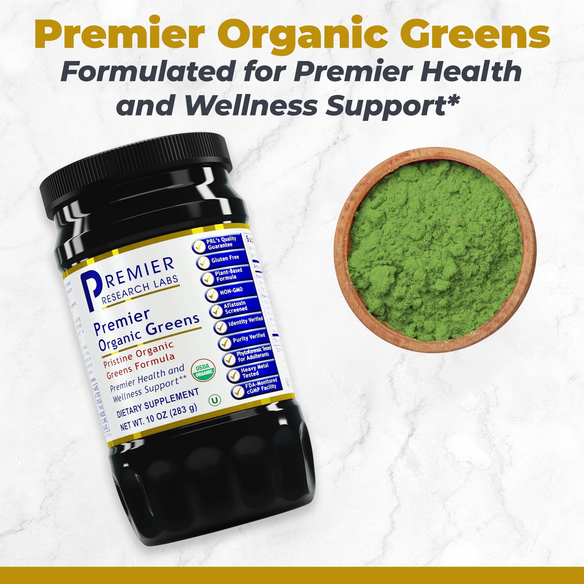 Premier Research Labs Premier Organic Greens - Super Greens Powder, Greens Superfood Powder for Drinks, Green Juice, Nutrition Support, Supergreens for Men & Women, Spinach, Alfalfa, Chlorella - 10 oz Premier Research Labs Au supplements