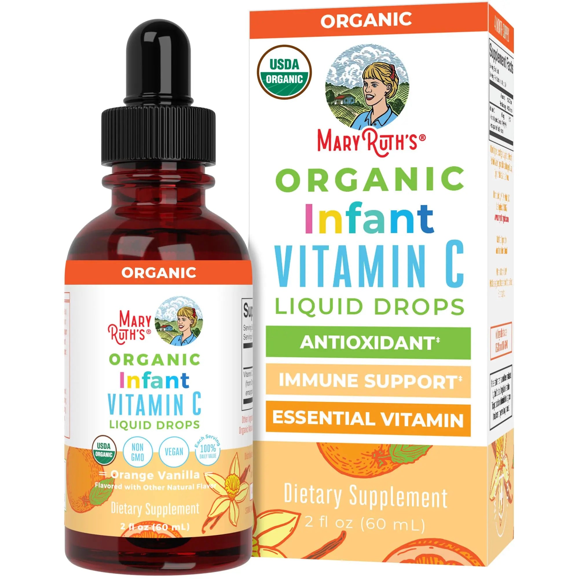 MaryRuth Organics Infant & Baby Vitamin C Supplement | USDA Organic Vitamin C Liquid Drops for Infants | Ages 6-12 Months | Immune Support | Overall Health | Vegan | Non-GMO | Gluten Free | 2 Fl Oz MARYRUTH'S Au supplements