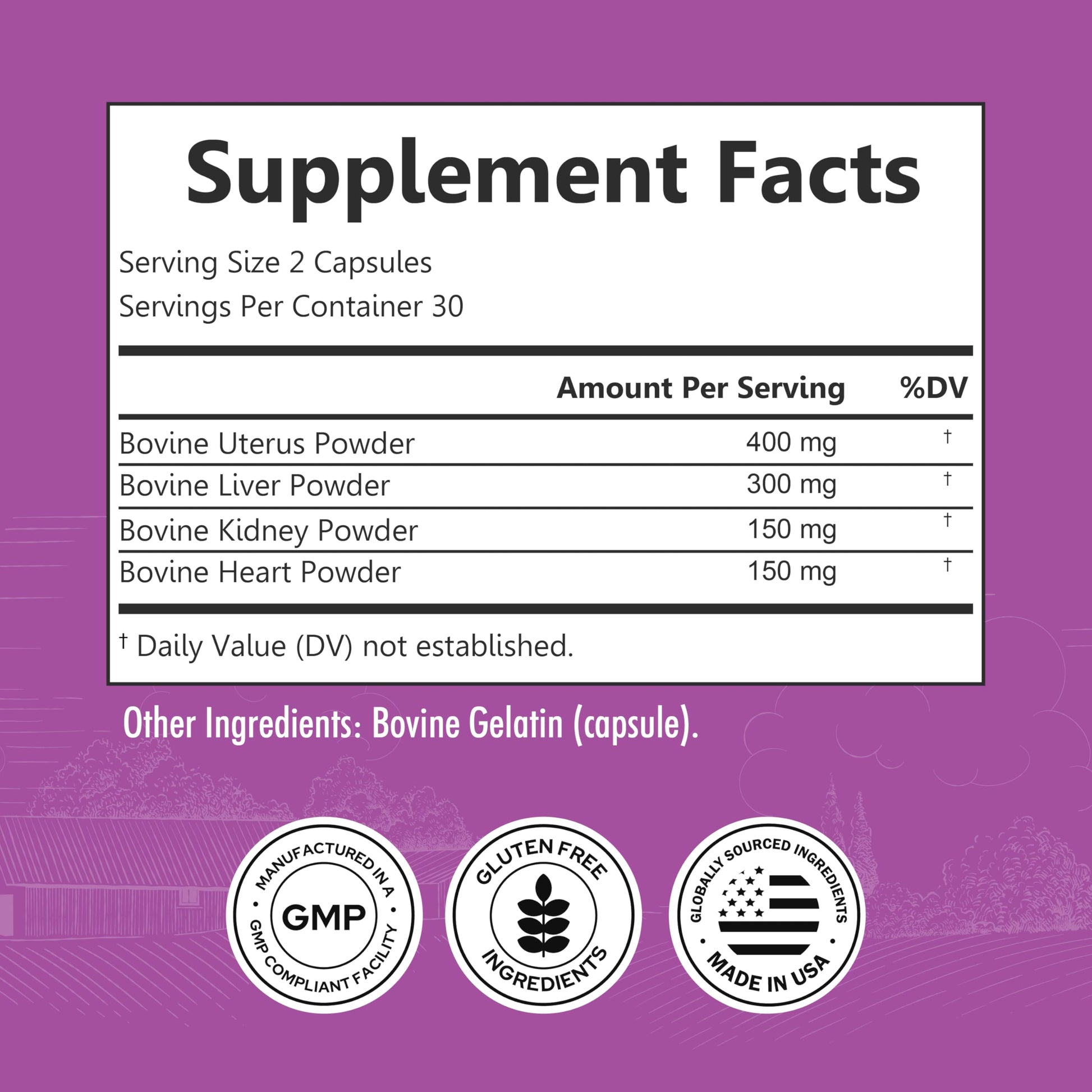 BioSchwartz Primal Beef Organ Supplement for Women - 60 Capsules - Grass-Fed & Pasture-Raised - Supports Healthy Hair Skin and Nails, Hormone Balance - with Bovine Liver, Kidney, Heart, Uterus Powder BioSchwartz Au supplements