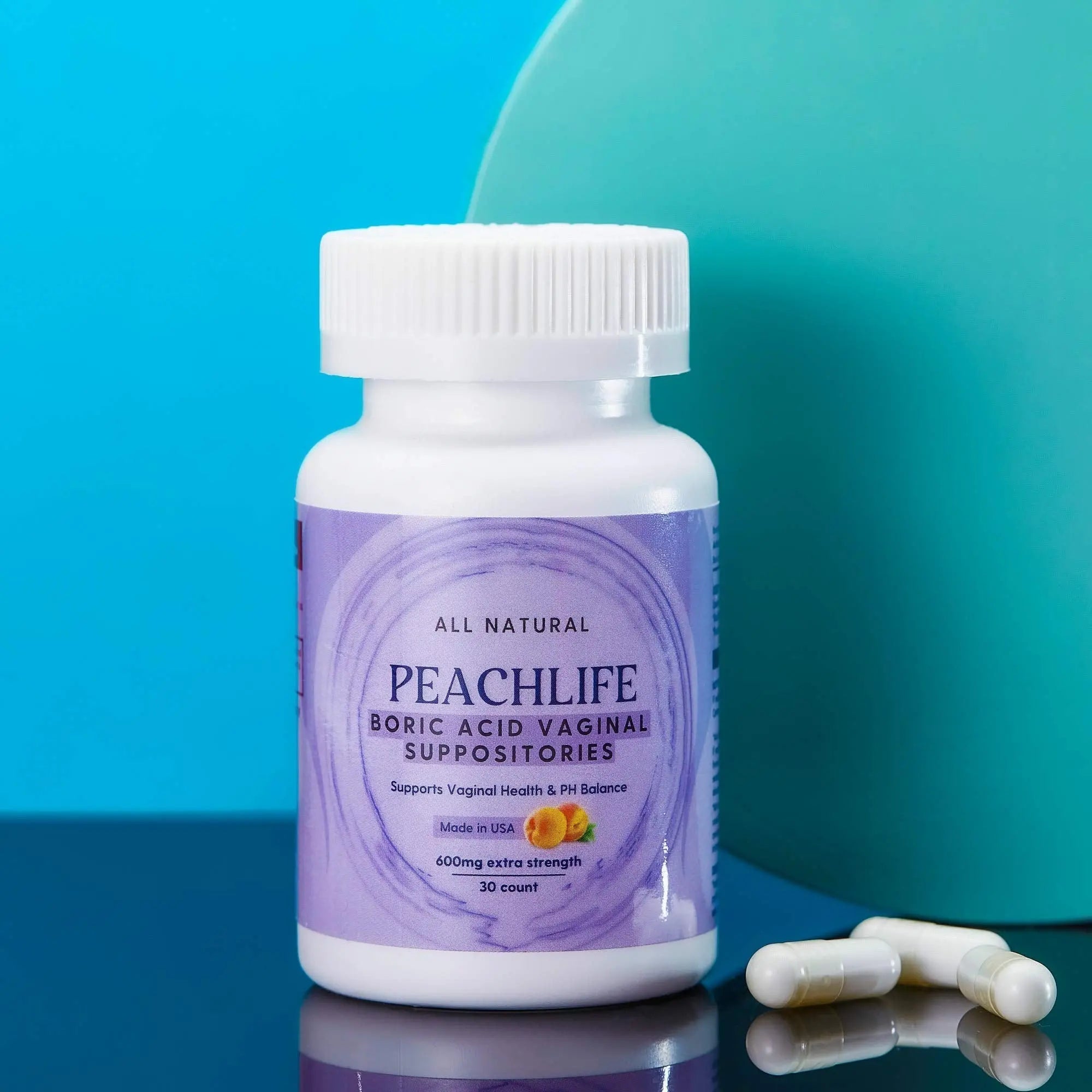Peachlife Boric Acid Suppositories in Vegetable Capsules - USA Made - Vaginal pH Peachlife Au supplements