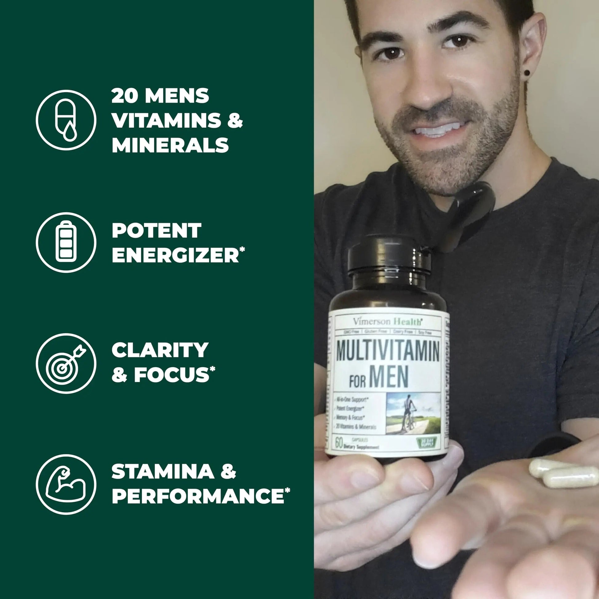 Vimerson Health Multivitamin for Men & Tongkat Ali for Men with Horny Goat Weed, Maca Root Powder, Tribulus Terrestris, Saw Palmetto Extract Vimerson Health Au supplements