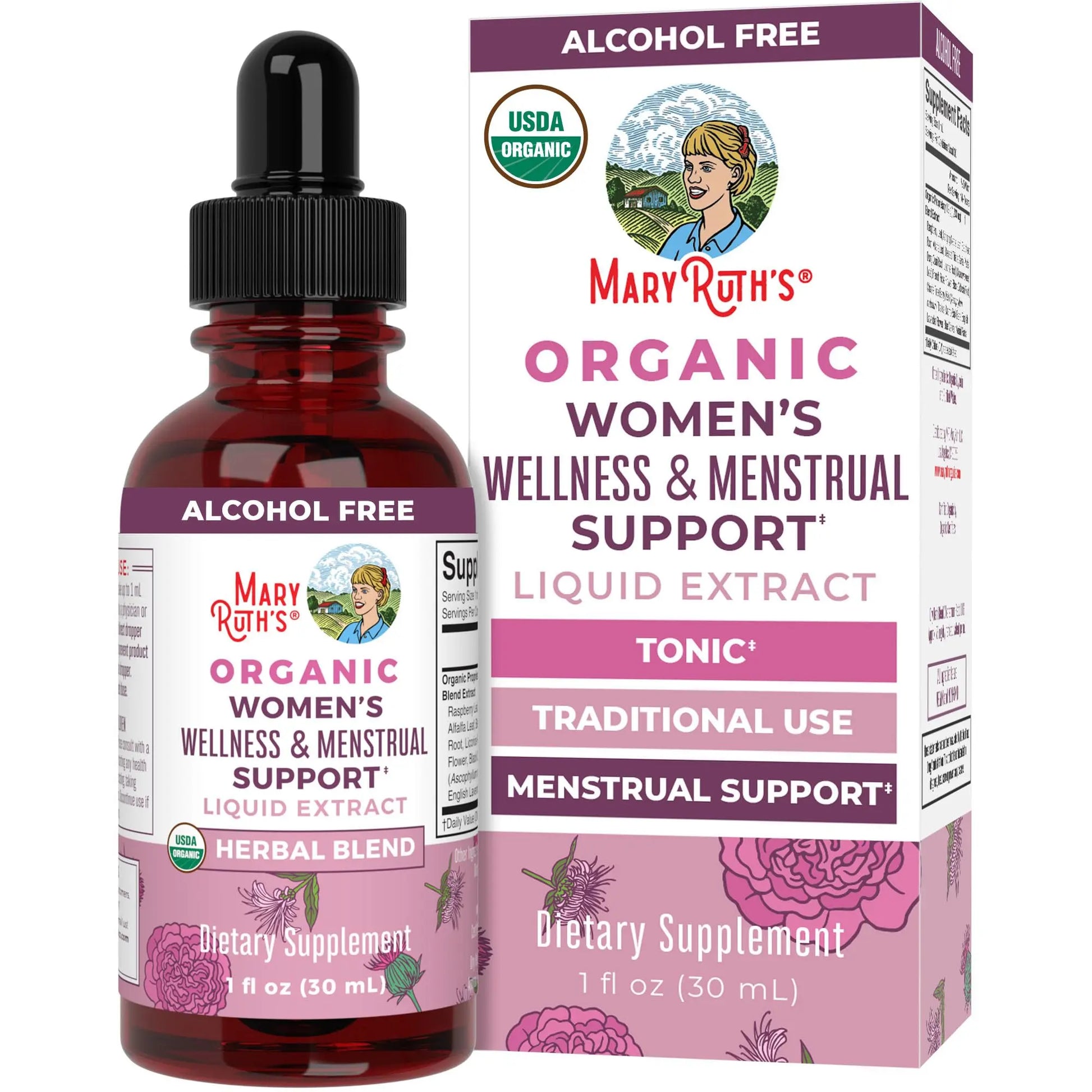 MaryRuth Organics USDA Organic Women's Wellness Liquid Herbal Supplements | Includes Stinging Nettle, Raspberry Leaf, Eleuthero Root, Chaste Tree Berry | Menstrual Support | Non-GMO, Vegan MARYRUTH'S Au supplements