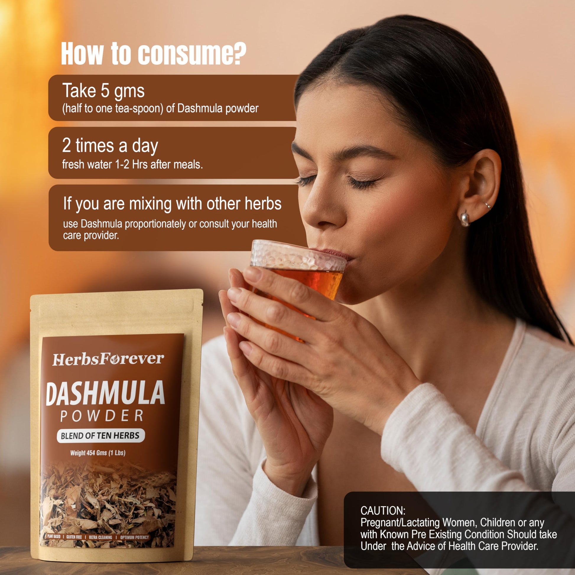 Herbsforever Dashmula Cut and Sifted (Coarse/Kawth) Herbs for Tea - Joint Comfort, Vata Calming, Female Postpartum Cycle & Wellness, Ten Authentic Ayurvedic Roots, Non GMO, Vegan 454g,1 lbs,Dashmool Herbsforever Au supplements