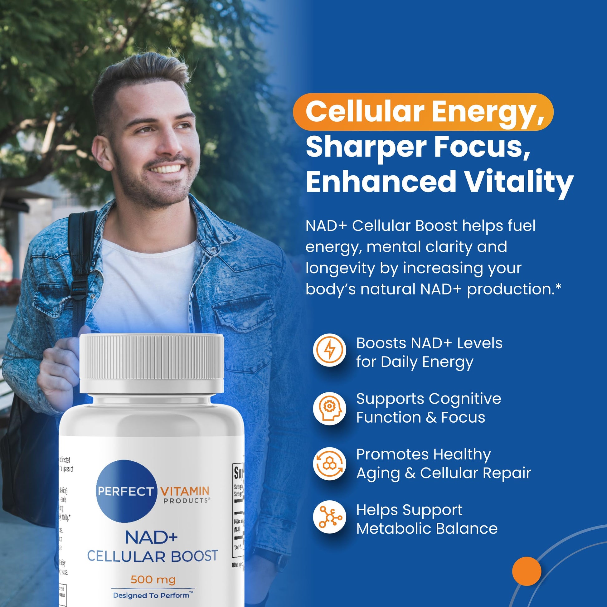 Perfect Vitamin Products NAD+ Cellular Boost – 500mg NMN Supplement for NAD+ Support, Cellular Energy, Brain Clarity & Anti-Aging – Longevity & Recovery Support – 90 Vegan Capsules (30 Servings) Perfect Vitamin Products Au supplements