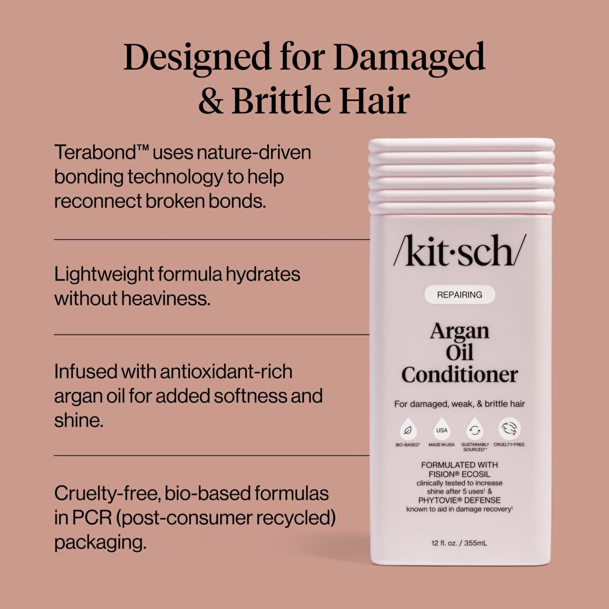 Kitsch Repairing Argan Oil Liquid Conditioner for Women & Men – Argan Oil for Hair, For Shine, Smoothness & Damage Recovery, Hair Repair – Clean, Color-Safe Hair Care - 12.3 oz Kitsch Au supplements
