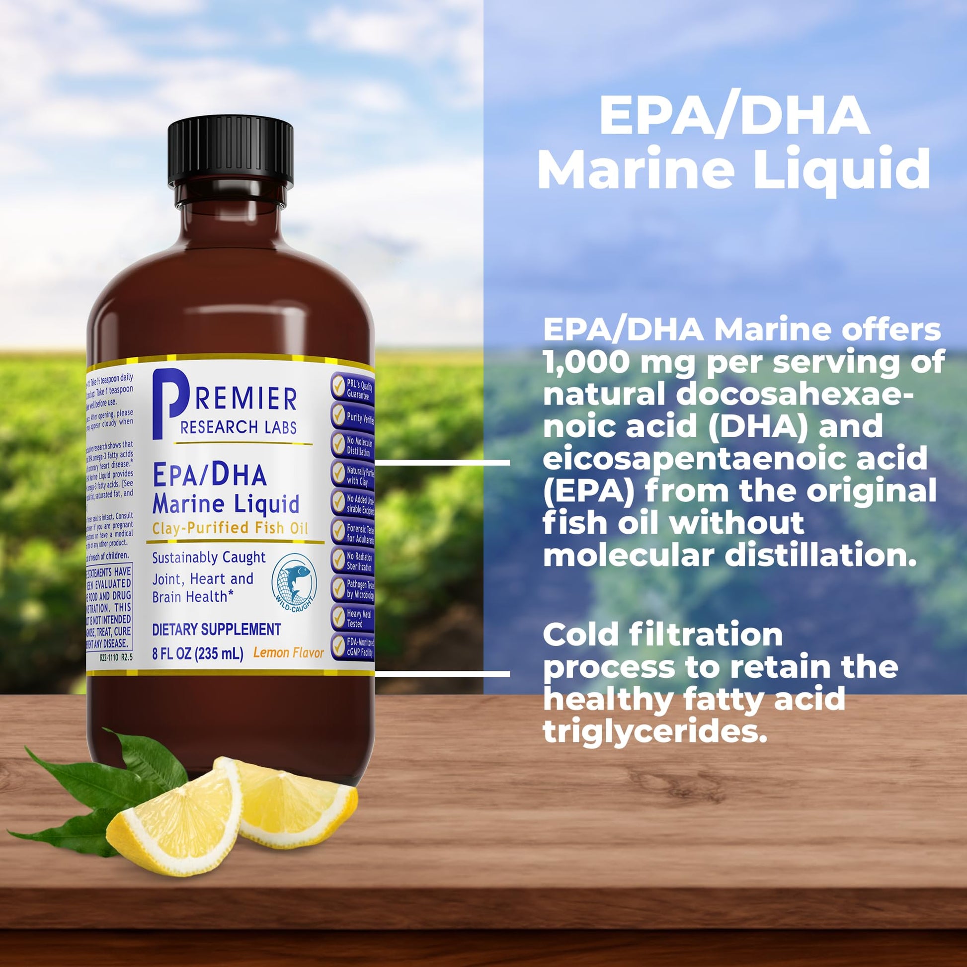 Premier Research Labs EPA/DHA Marine Liquid - Omega 3 Fish Oil Liquid, Omega 3 Liquid Fish Oil Supplement for Adults, Joint, Heart, & Brain Health Support - 8 Fl Oz Bottle Premier Research Labs Au supplements