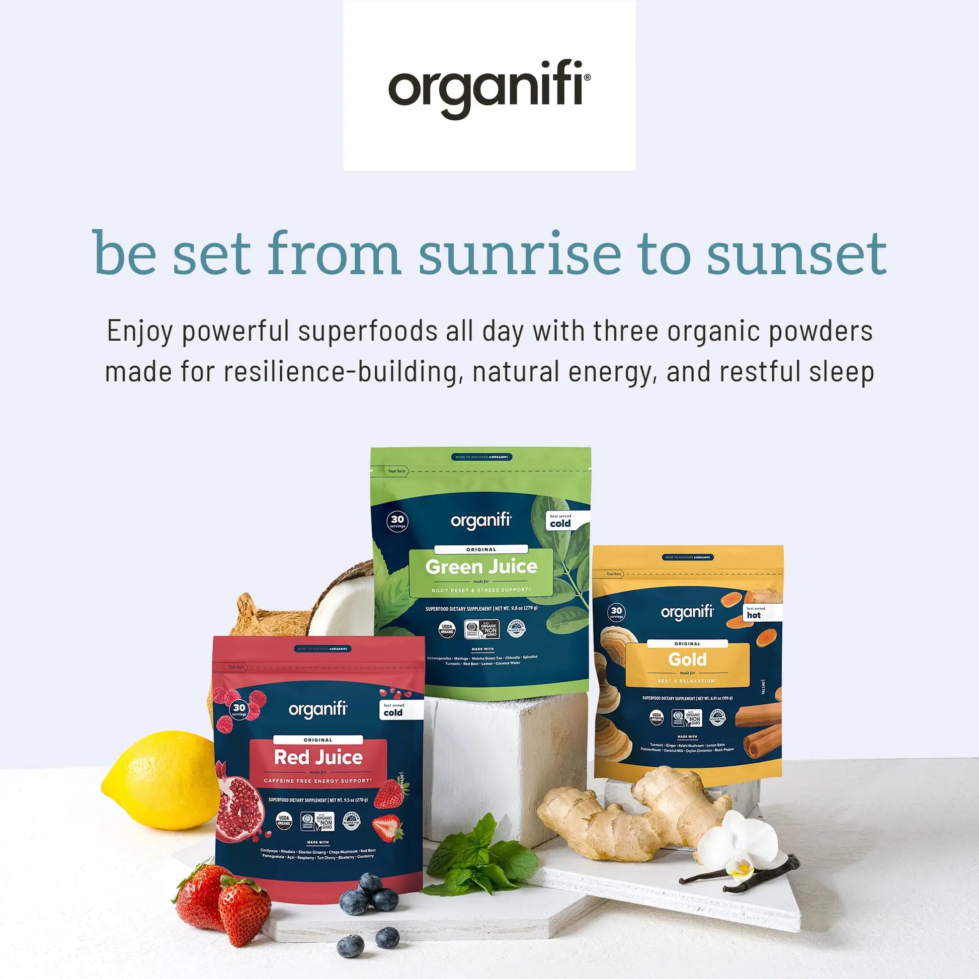 Organifi Sunrise to Sunset Power Box (9.5 Oz. Each) - Organic Superfood Powder Organifi Au supplements
