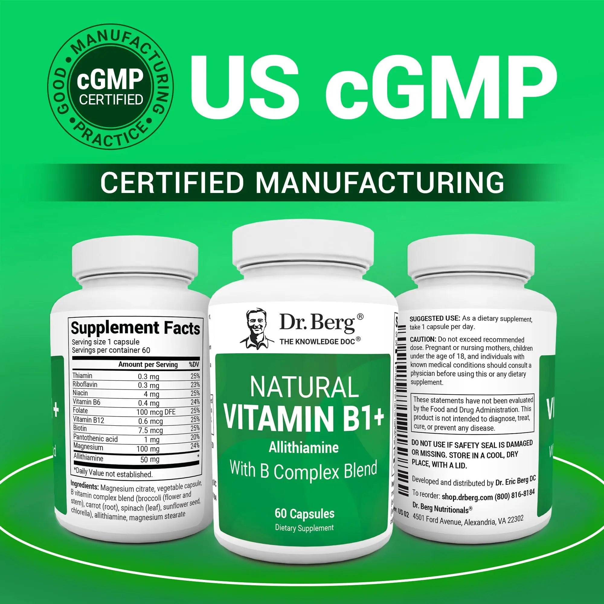 Dr. Berg Natural Vitamin B1 B6 B12 Complex - Allithiamine Vitamin B1 Supplement with 8 Essential Vitamin B Complex for Men & Women Including Thiamin Dr. Berg Nutritionals Au supplements