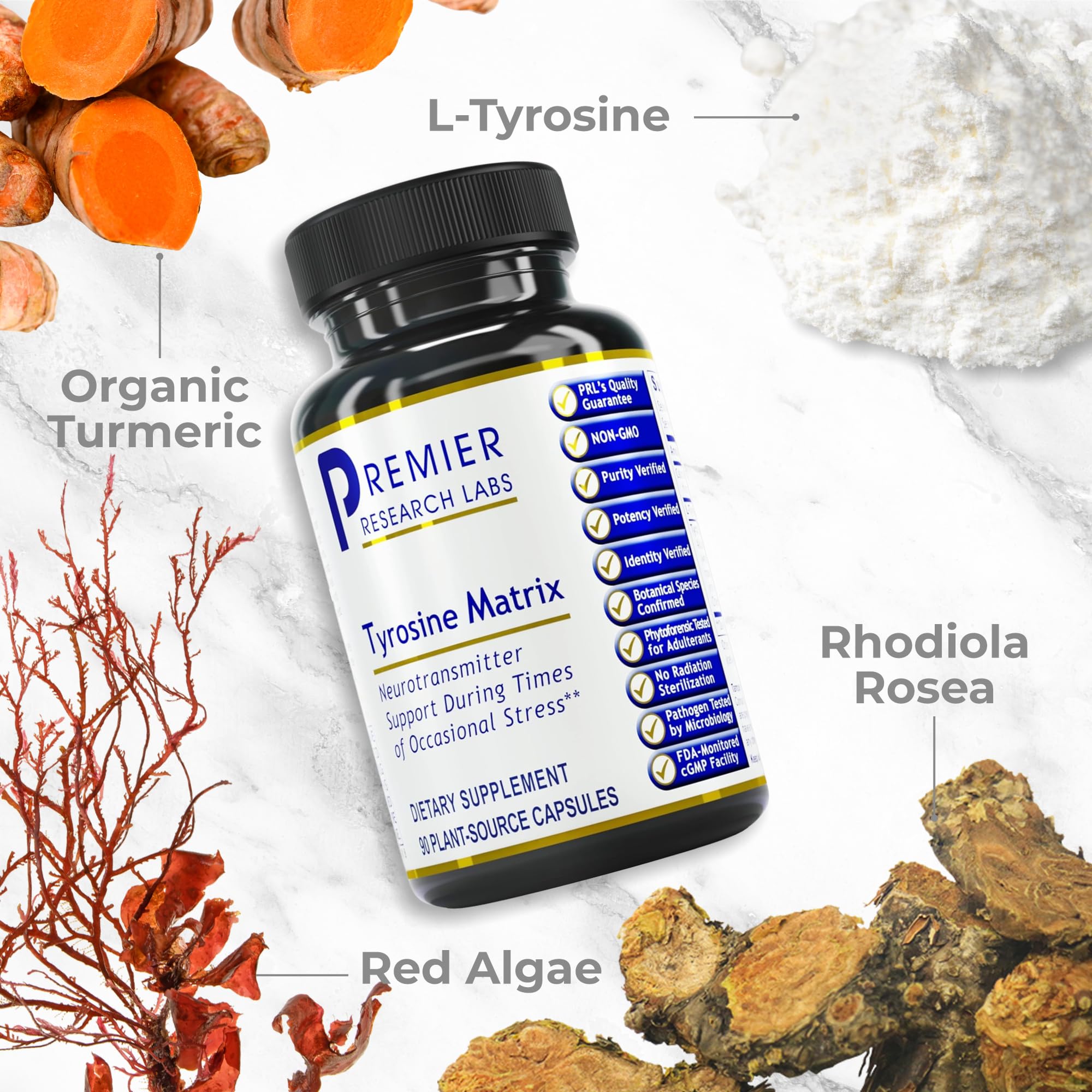 Premier Research Labs Tyrosine Matrix - L Tyrosine Supplement, L-tyrosine 944mg Capsules for Adults, Amino Acid Pills with Red Algae & Rhodiola Rosea - 90 Vegetarian Capsules Premier Research Labs Au supplements