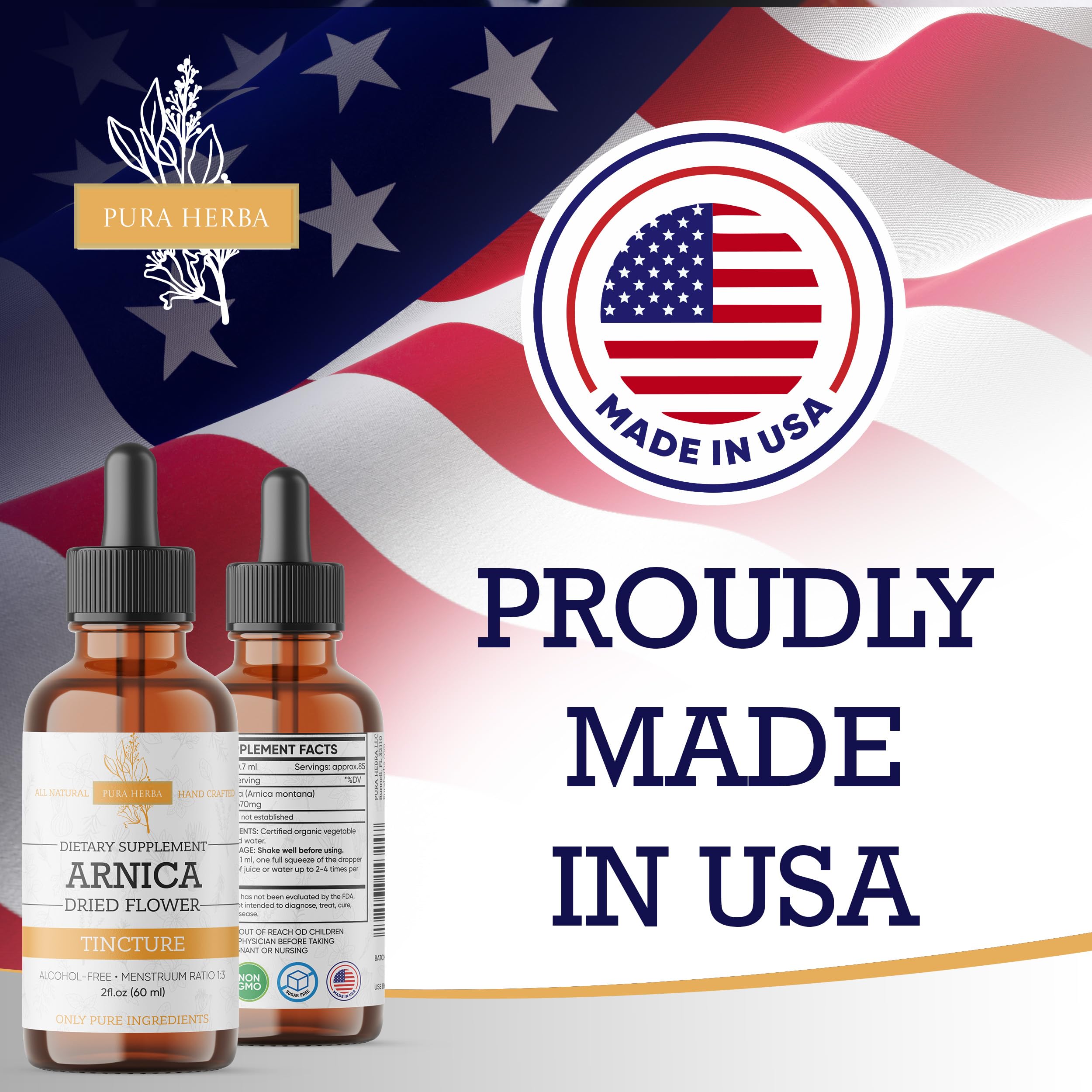 Pura Herba Arnica Liquid Extract – Alcohol-Free, Vegan, Supports Muscle Recovery & Joint Comfort, Fast-Absorbing Tincture, Made in USA – 2 Fl Oz Pura Herba Au supplements