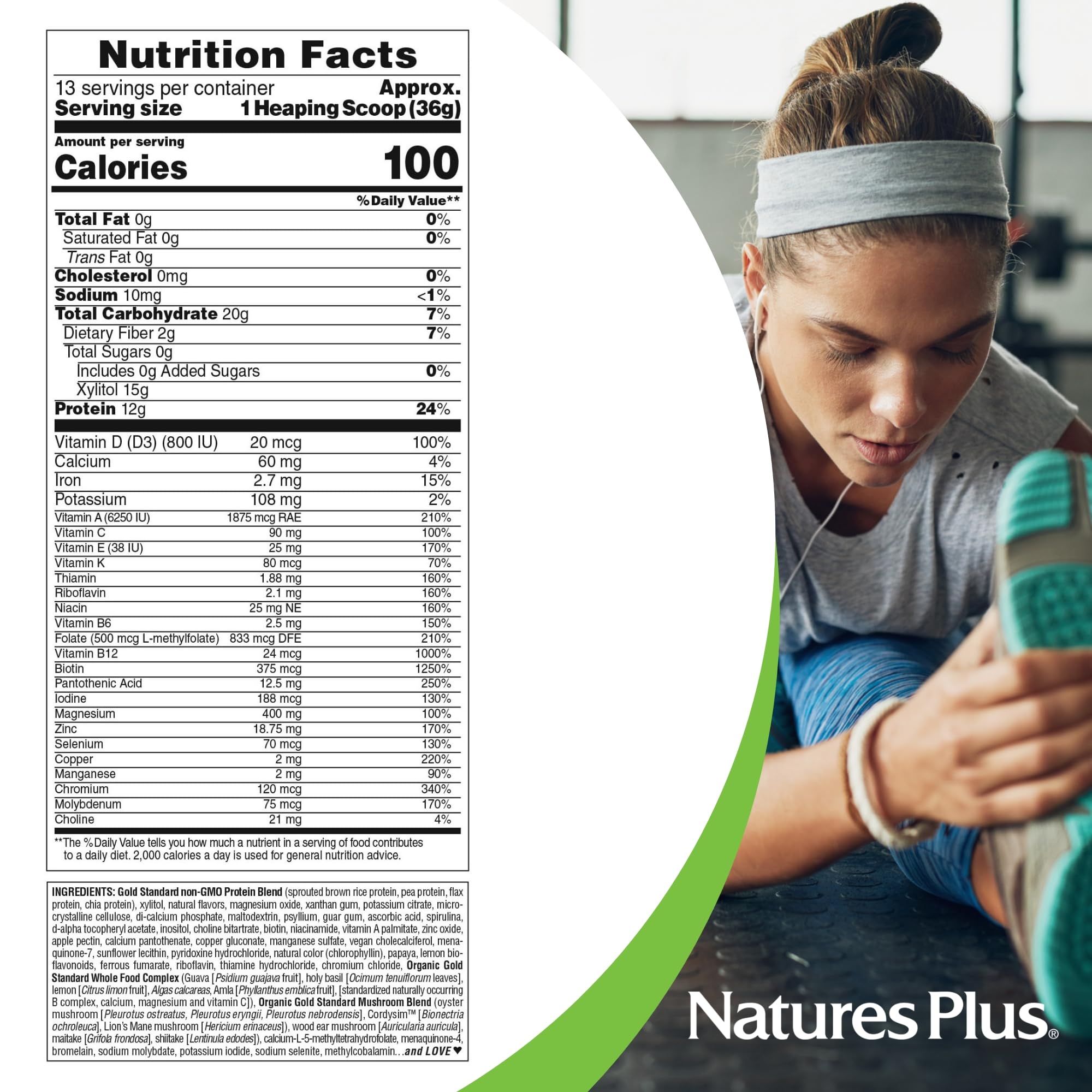 NaturesPlus SPIRU-TEIN GOLD, Vanilla - 1.03 lb - Plant-Based Protein Powder - Vitamins & Minerals for Energy - Vegetarian, Gluten Free - 13 Servings NaturesPlus Au supplements