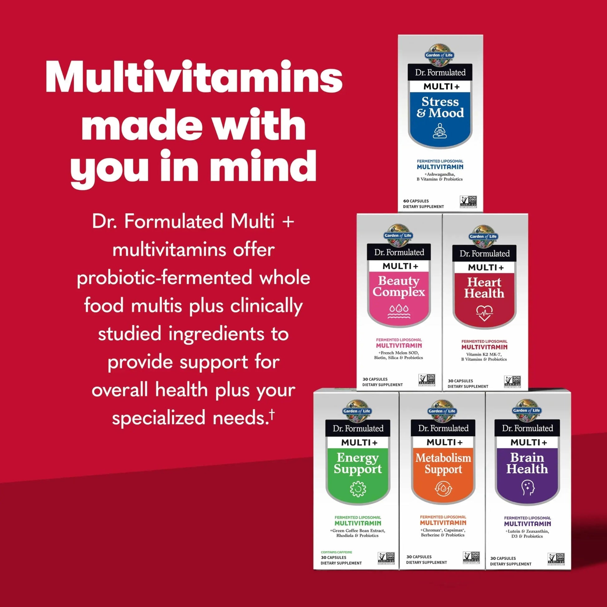 Garden of Life Dr. Formulated Multi+ Heart Health - Fermented Liposomal Multivitamin + Vitamin K2 MK-7, B Vitamins & Probiotics Garden of Life Au supplements