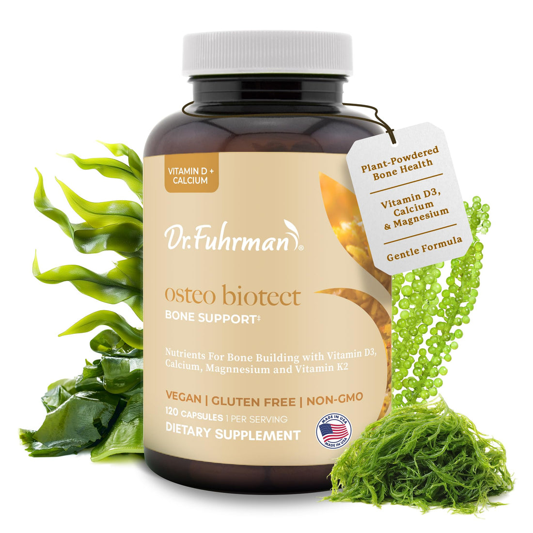 Dr. Fuhrman Osteo Bone Health Supplement | Wholefood Supplement for Women & Men | Vitamin for Bone Density | Organic Vitamin D3, Calcium, Magnesium & K2 | Natural Ingredients | 120 Caps Dr. Fuhrman Au supplements