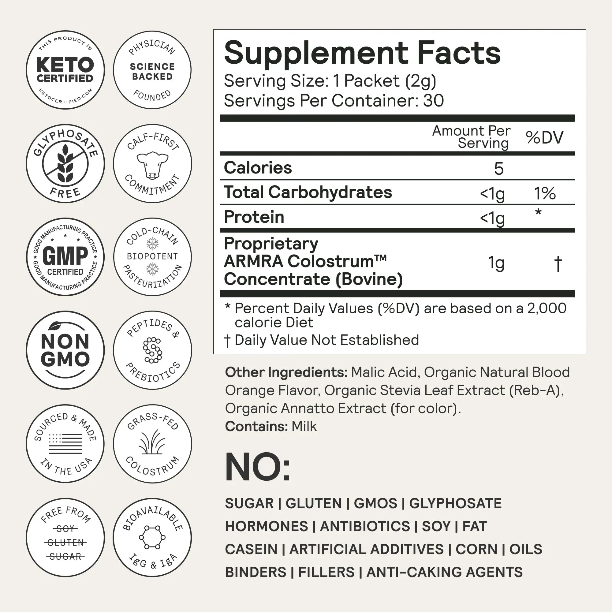 ARMRA Colostrum™ Premium Powder, Grass Fed, Gut Health Bloating Immunity Skin & Hair, Contains 400+ Bioactive Nutrients, Keto, Gluten & Fat Free (Blood Orange Bundle | 90 Servings) ARMRA Au supplements
