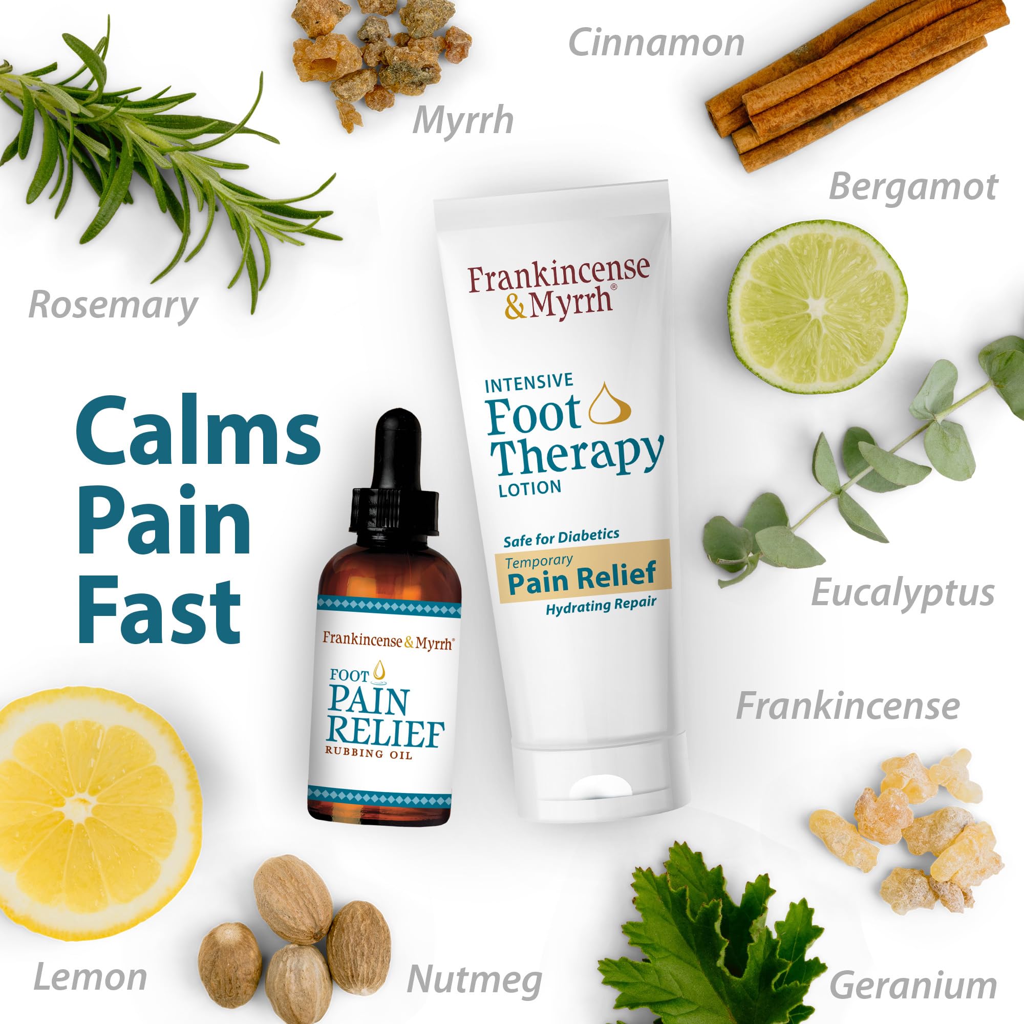 FRANKINCENSE & MYRRH Foot Pain Combo Pack: Foot Pain Relief Rubbing Oil (2 oz) and Intensive Therapy Lotion for feet (3 oz), Neuropathy, Nerve Relief, Frankincense Essential Oil, Maximum Strength FRANKINCENSE & MYRRH Au supplements