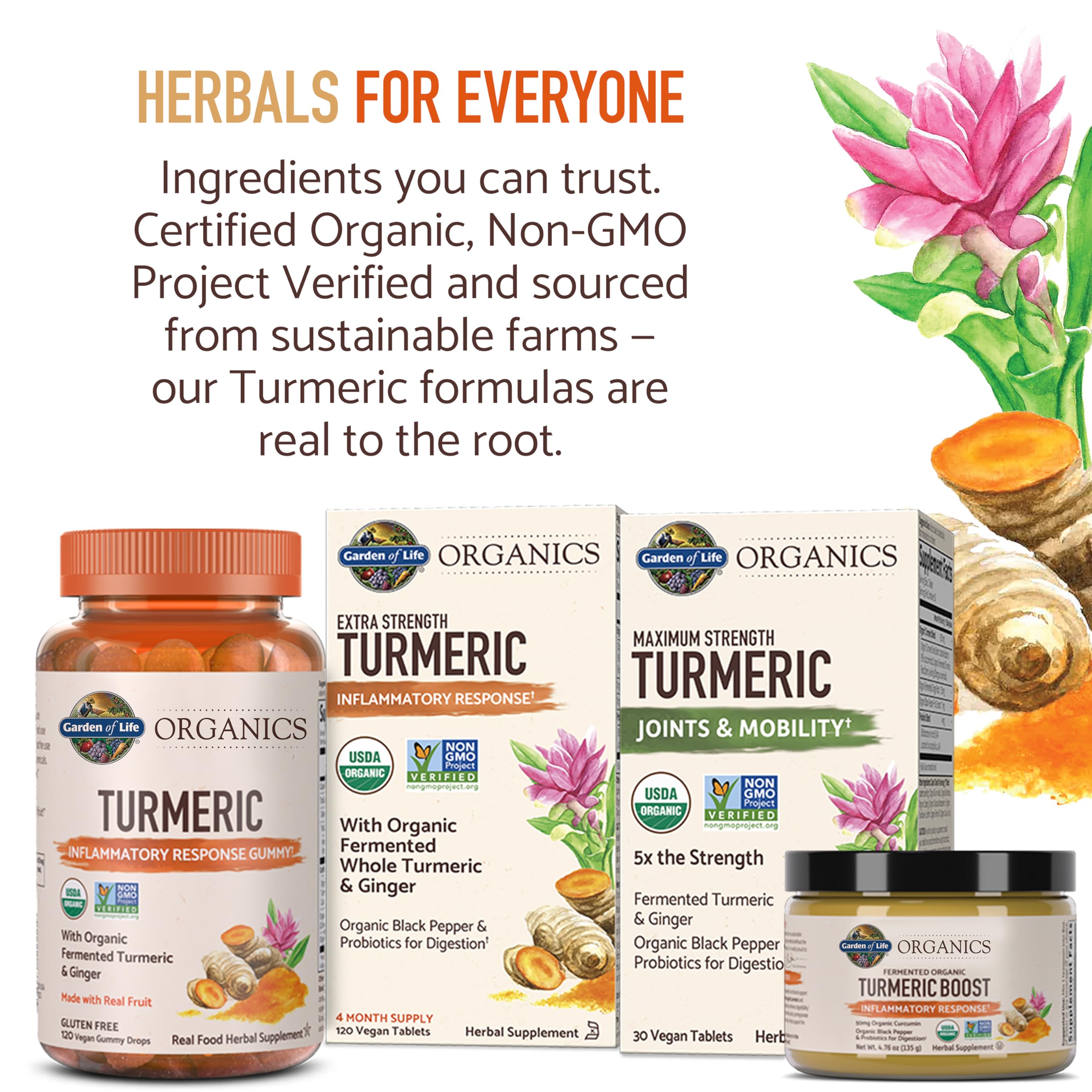 Garden of Life Organics Extra Strength Turmeric Inflammatory Response 120 Tablets-100Mg Curcumin (95% Curcuminoids) Black Pepper, Probiotics, Organic Non-GMO Vegan Gluten Free Herbal Supplement Garden of Life Au supplements