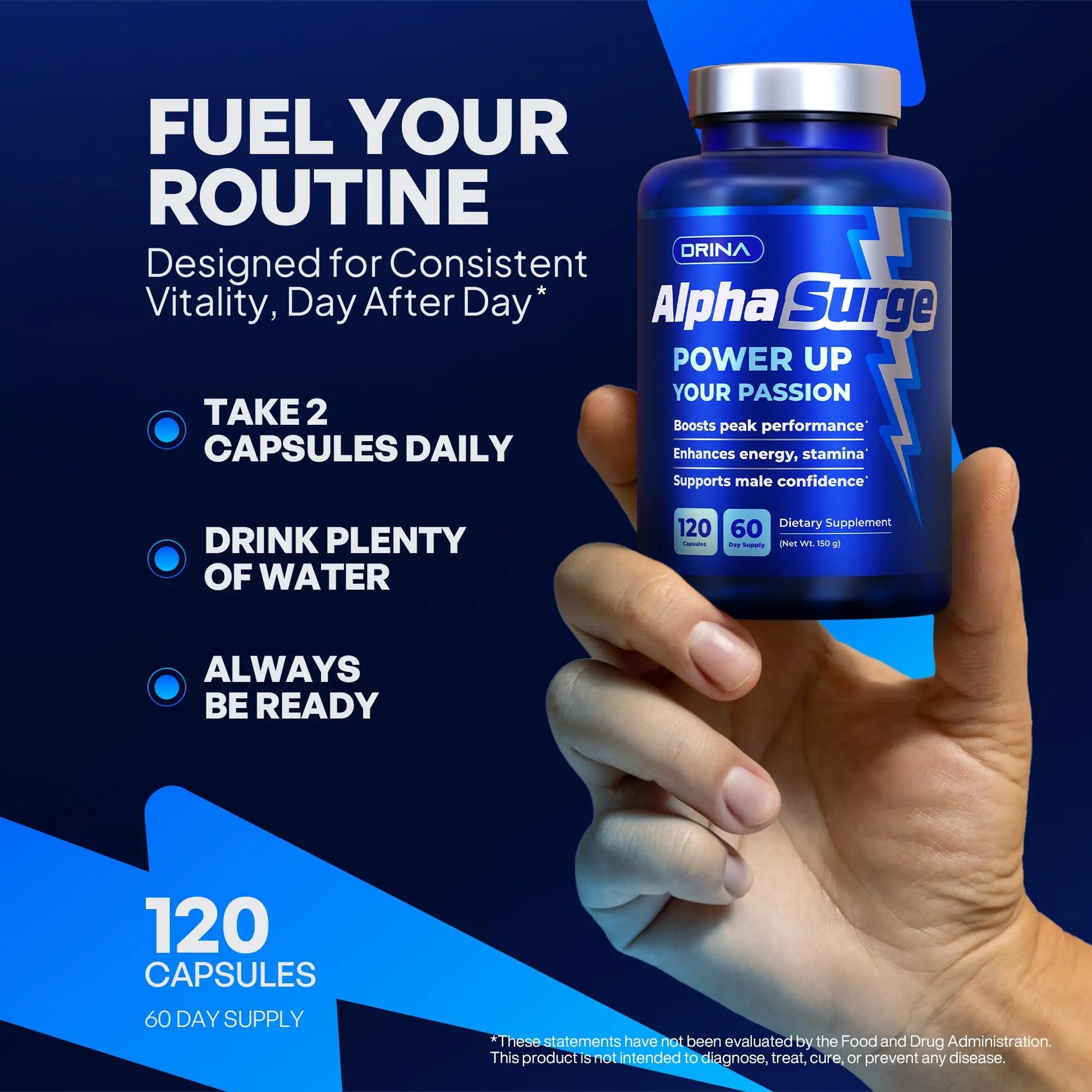 Pills for Men Fast Acting - Male Enhancing Supplement Testosterone Booster - Blood Flow, Libido, Size, Girth, Hardness, Stamina, Enlargement, Growth - Natural Performance Enhancer - 2 Month Supply DRINA Au supplements
