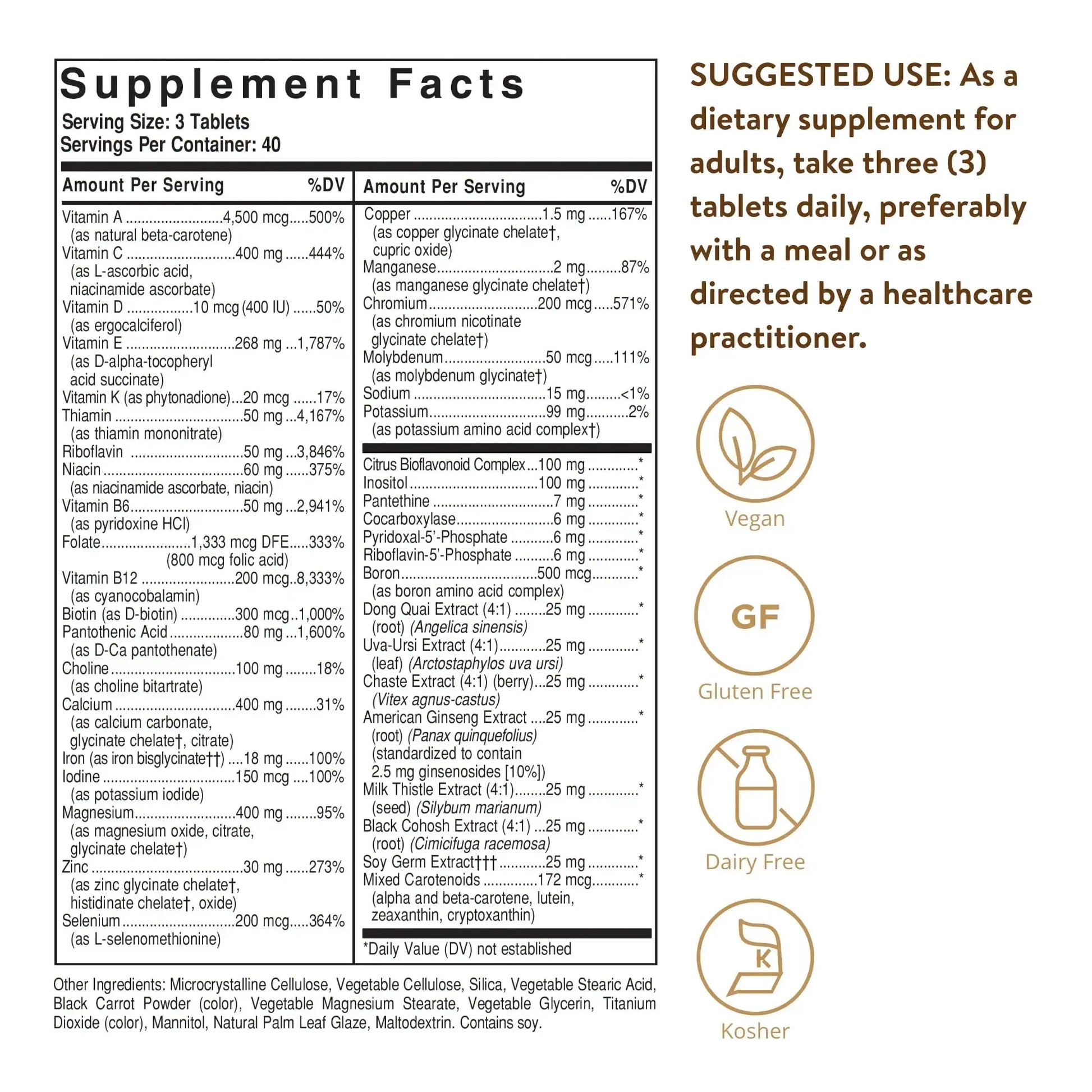 Solgar Female Multiple, 120 Tablets - Multivitamin, Mineral & Herbal Formula for Women - Advanced Phytonutrient Solgar Au supplements