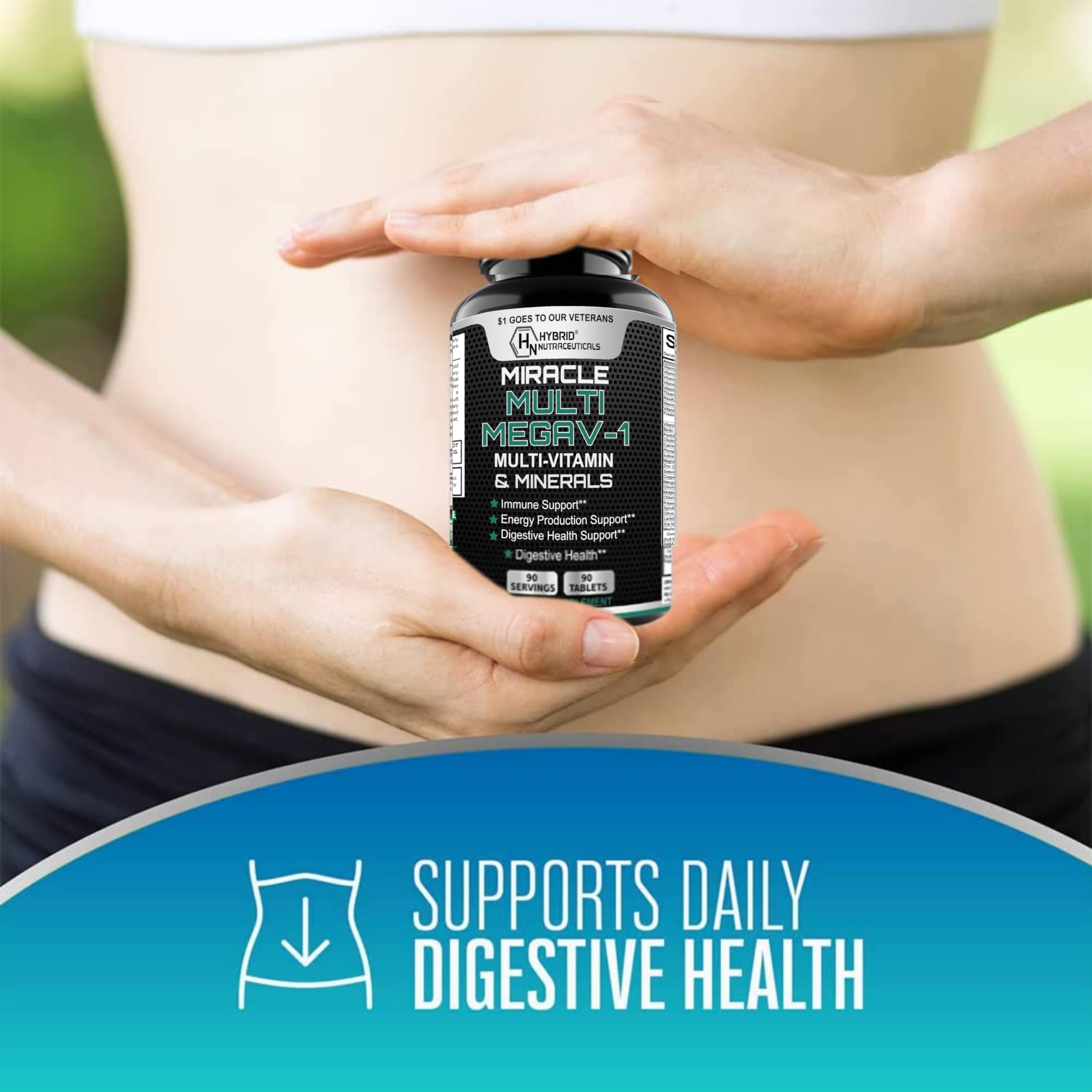MEGAV-1 Multi-Vitamin, Superfood & Minerals - Daily Multivitamin with Probiotics, Digestive Enzyme, Mushroom Complex for Heart Health, Immune Support, Energy & Stamina - 90 Tablets Hybrid Nutraceuticals Au supplements