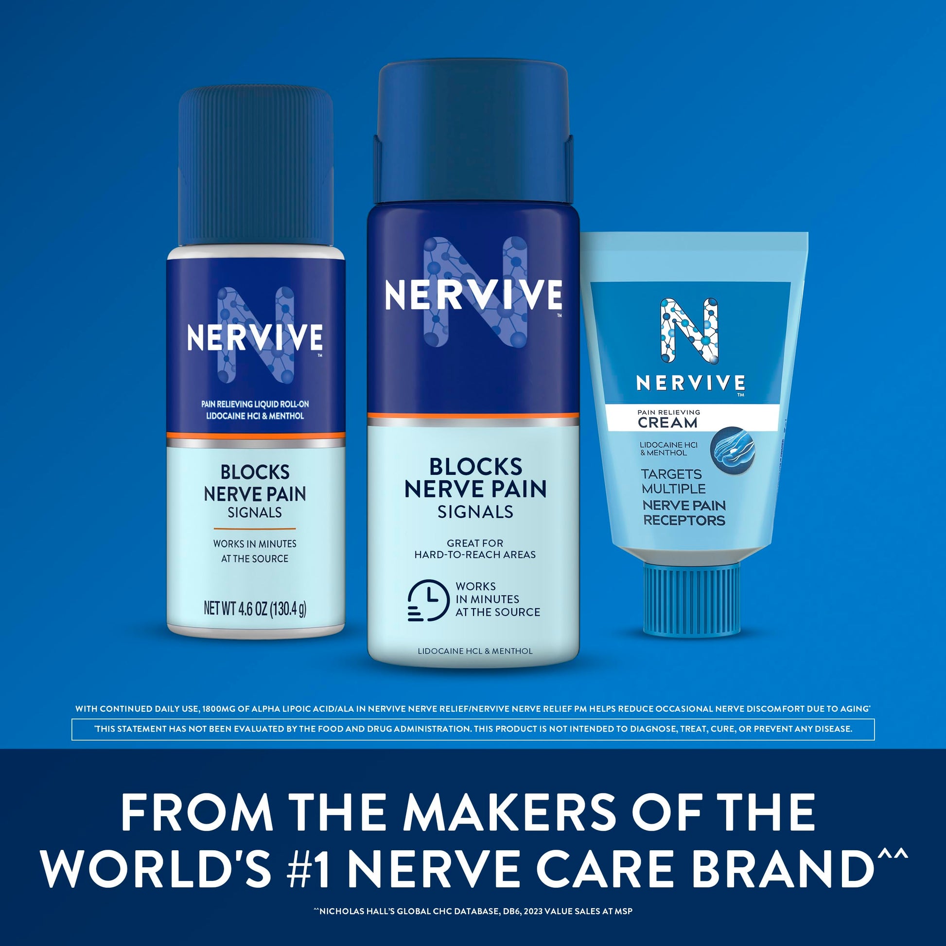 Nervive Pain Relieving Spray, Lidocaine Spray, Nervive Pain Relief, Lidocaine Topical, Foot Pain, Leg Pain, Hand Pain, Max Strength Formula, for Hard to Reach Areas, 4.5oz Nervive Au supplements