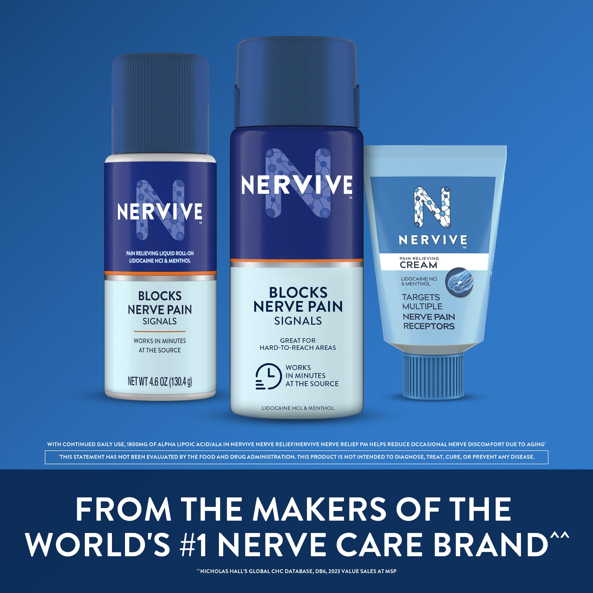 Nervive Pain Relieving Spray, Lidocaine Spray, Nervive Pain Relief, Lidocaine Topical, Foot Pain, Leg Pain, Hand Pain, Max Strength Formula, for Hard to Reach Areas, 4.5oz Nervive Au supplements
