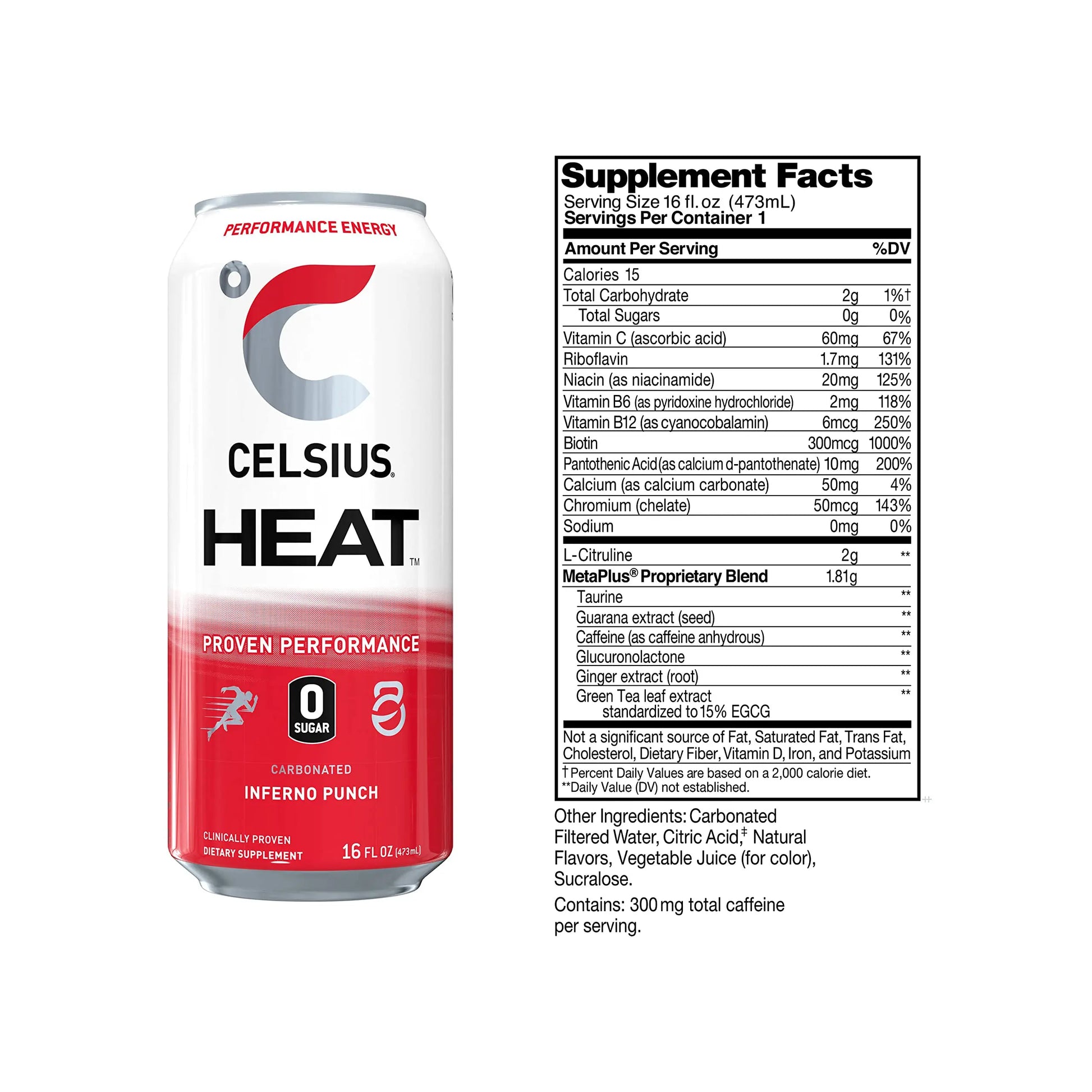 CELSIUS HEAT Inferno Punch Performance Energy Drink, Zero Sugar, 16oz. Can (Pack of 12) CELSIUS Au supplements