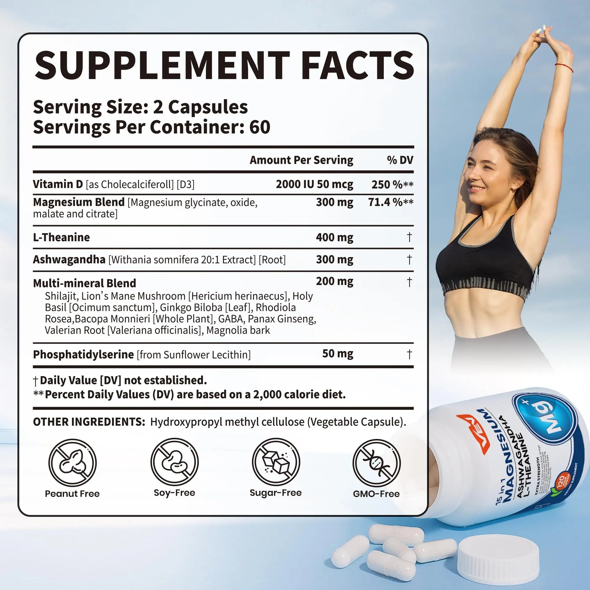 VEV DeepCalm Magnesium Complex for Women – 15-in-1 Glycinate & Citrate Capsules with Ashwagandha & L-Theanine – 120 Vegan Capsules VEV Au supplements