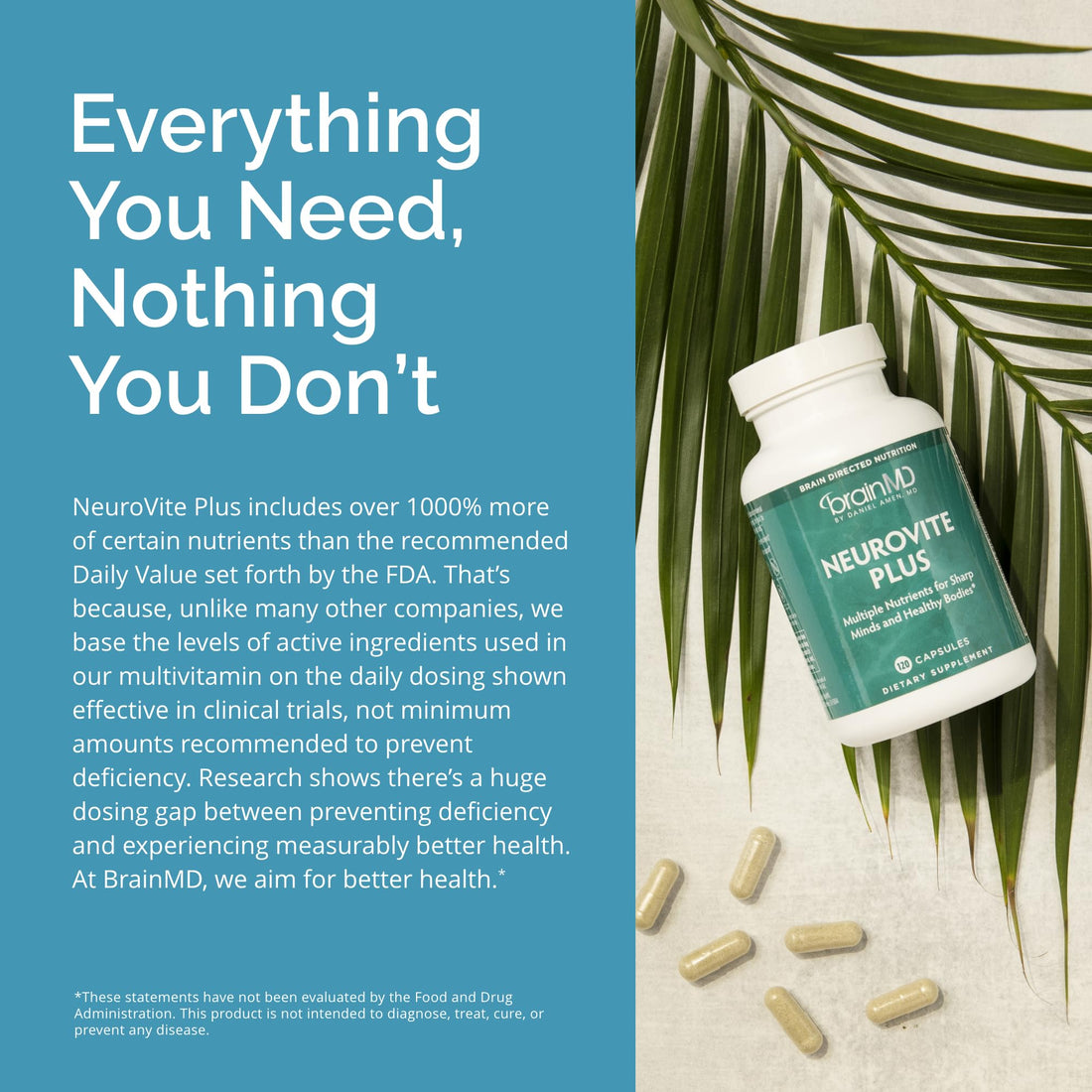BRAINMD Dr Amen NeuroVite Plus - 120 Capsules - Multivitamin & Mineral Supplement, Enhanced with Phytonutrients, Enzymes & Whole Foods - Gluten Free - 30 Servings BRAINMD Au supplements