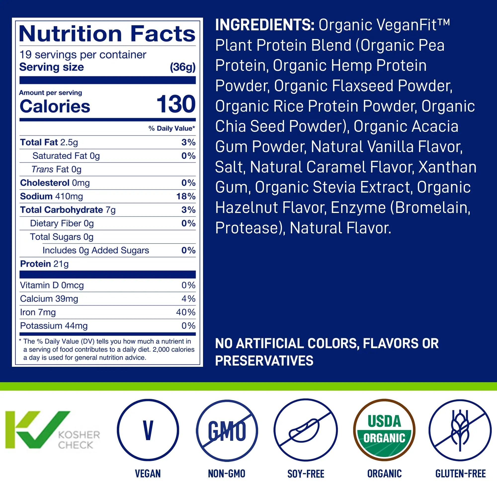 LeanFit Organic Plant-Based Protein, Natural Vanilla Flavor, 21g Vegan Protein, 19 Servings LeanFit Au supplements