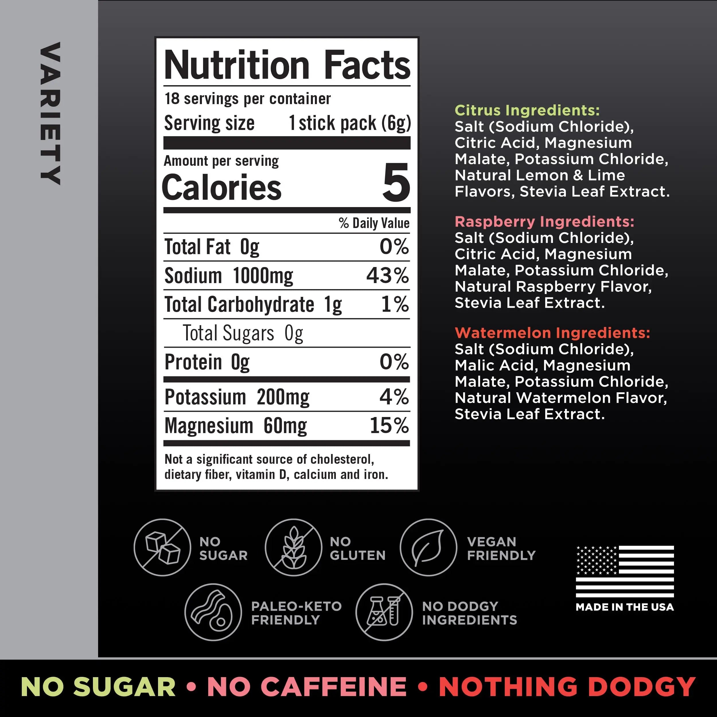 LMNT Zero Sugar Electrolytes - Variety Pack Bundle | Drink Mix | 18-Count Drink LMNT Au supplements