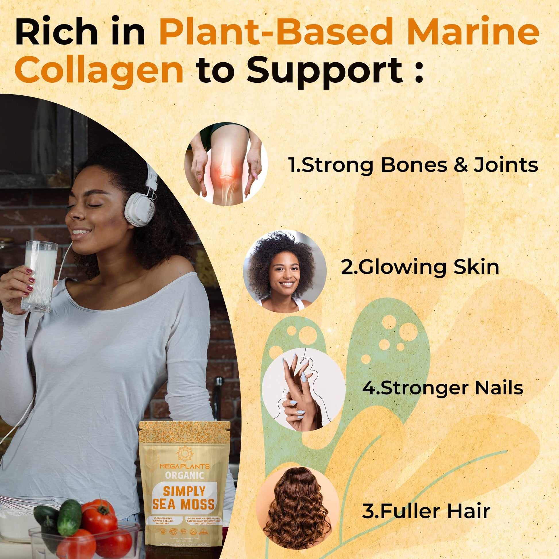 MEGAPLANTS Organic Sea Moss | Makes 228 Servings of Seamoss Gel | Pre-Washed MEGAPLANTS Au supplements