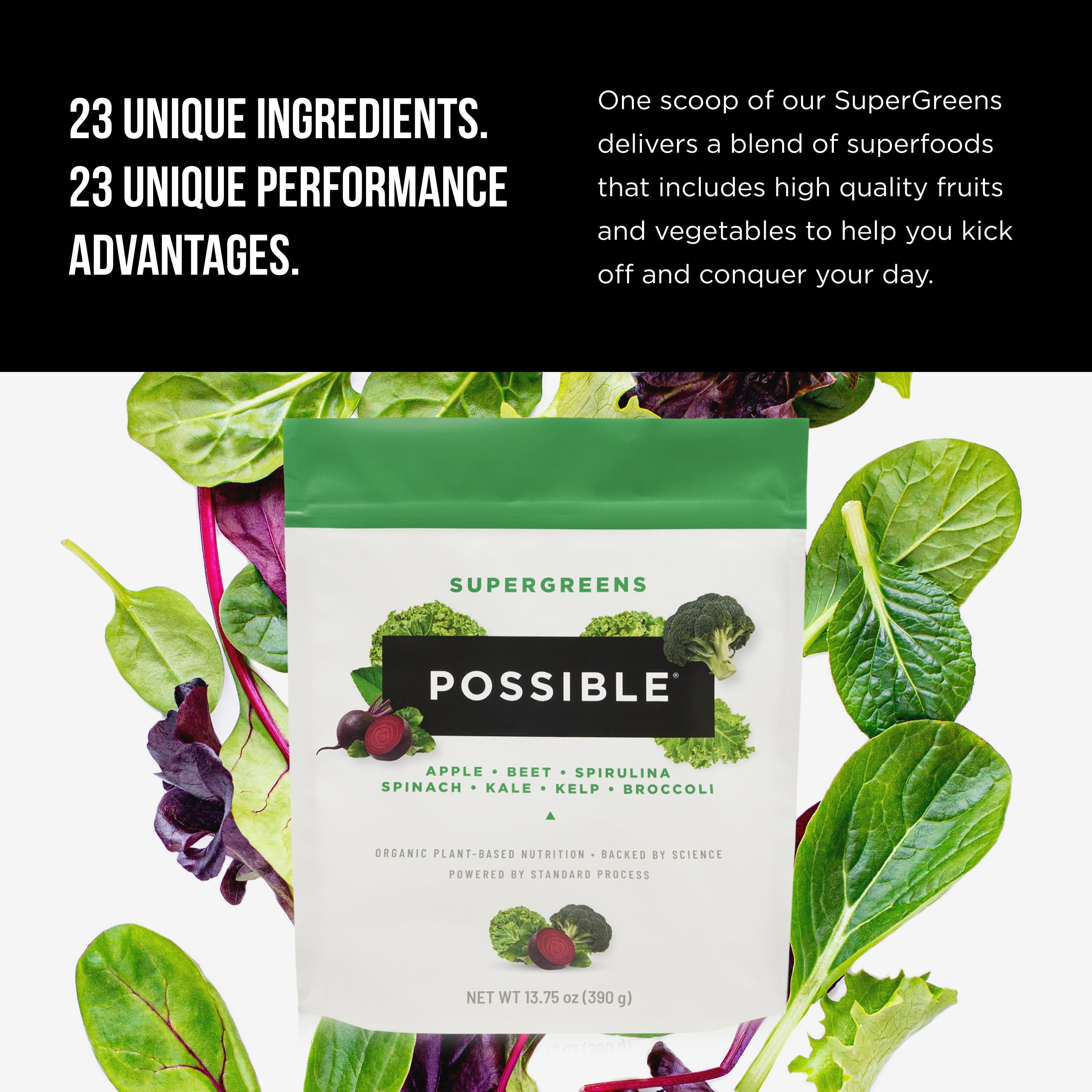 Possible SuperGreens - Potent Superfoods Blend - Plant-Based Antioxidant Support - Greens Powder Supplement & Drink Mix - Non-GMO, Vegan & Gluten-Free - SuperGreens (30 Servings) Possible Au supplements
