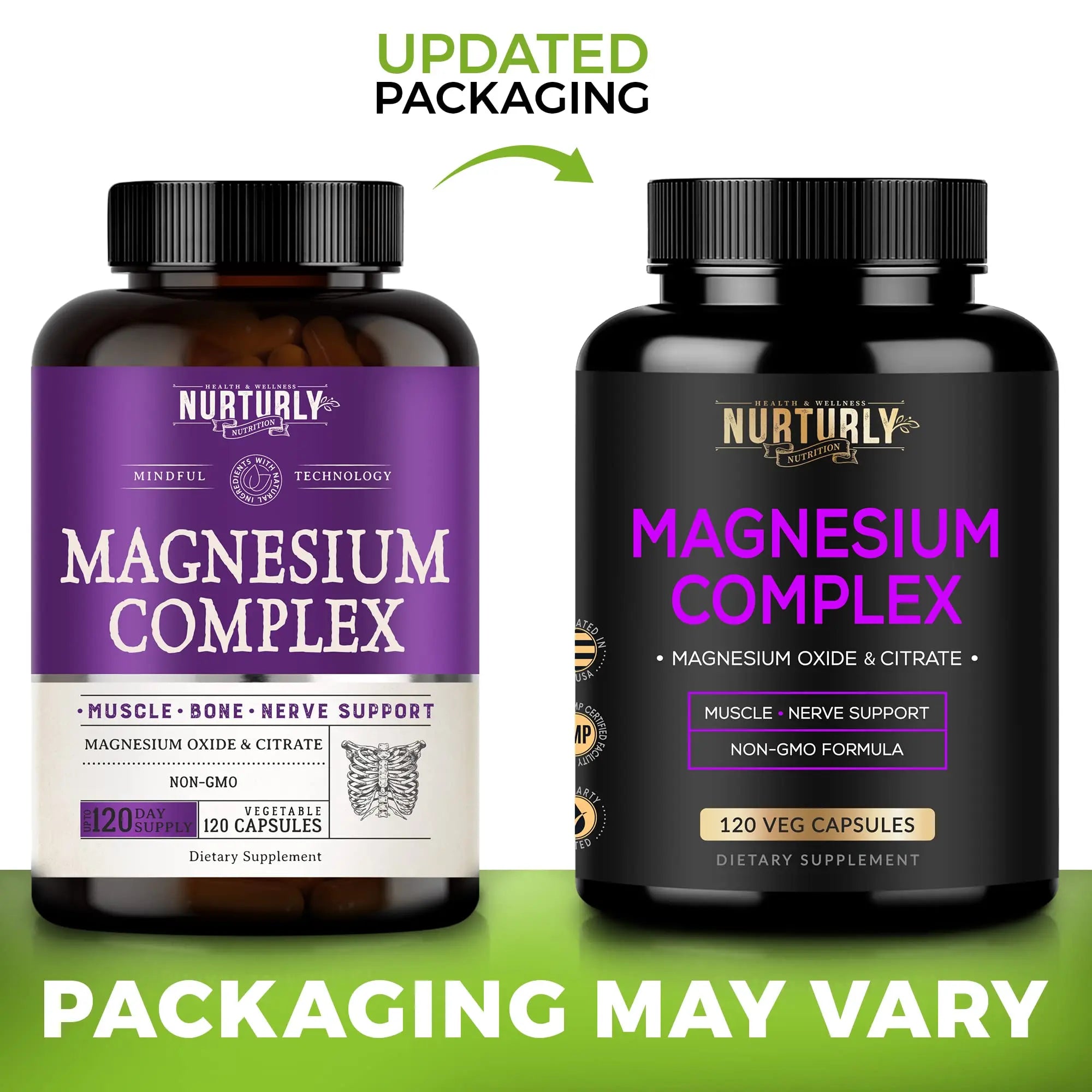 Magnesium Citrate & Oxide 500mg Complex Supplement - High Absorption Maximum Strength - Helps Support Bone Density and Strength, Muscles, Energy and Sleep - 120 Vegan Capsules NURTURLY Au supplements
