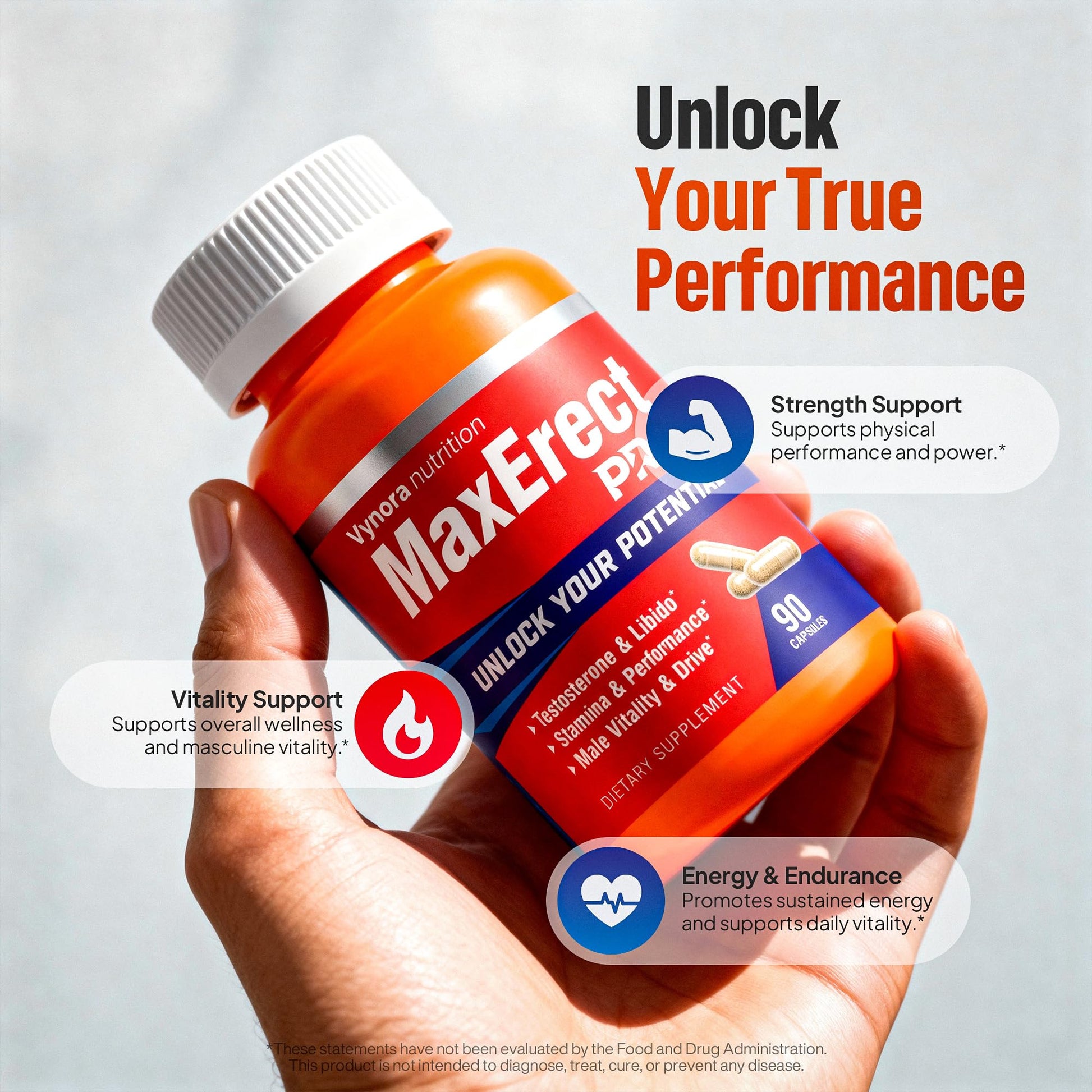 Max Erect PRO Male Enhancing Supplement Pills - Helps Promote Fast Acting Blood Flow for Men - Support Libido, Drive, Size, Performance, Growth, Testosterone, Energy, Stamina, Confidence - 30 Servings Vynora Nutrition Au supplements