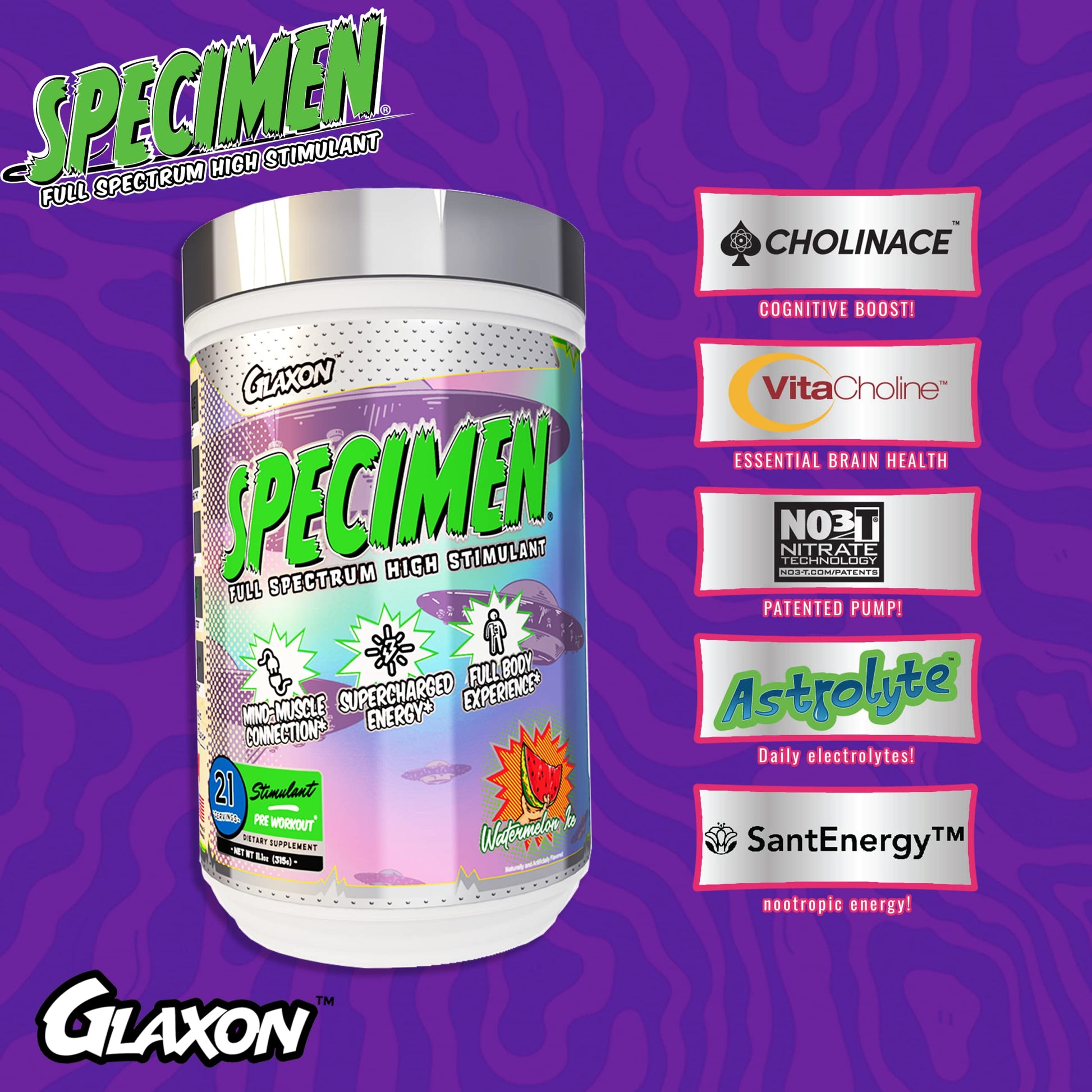 Glaxon Specimen High Stimulant Pre Workout Powder, Preworkout with 300mg Caffeine Glaxon Au supplements