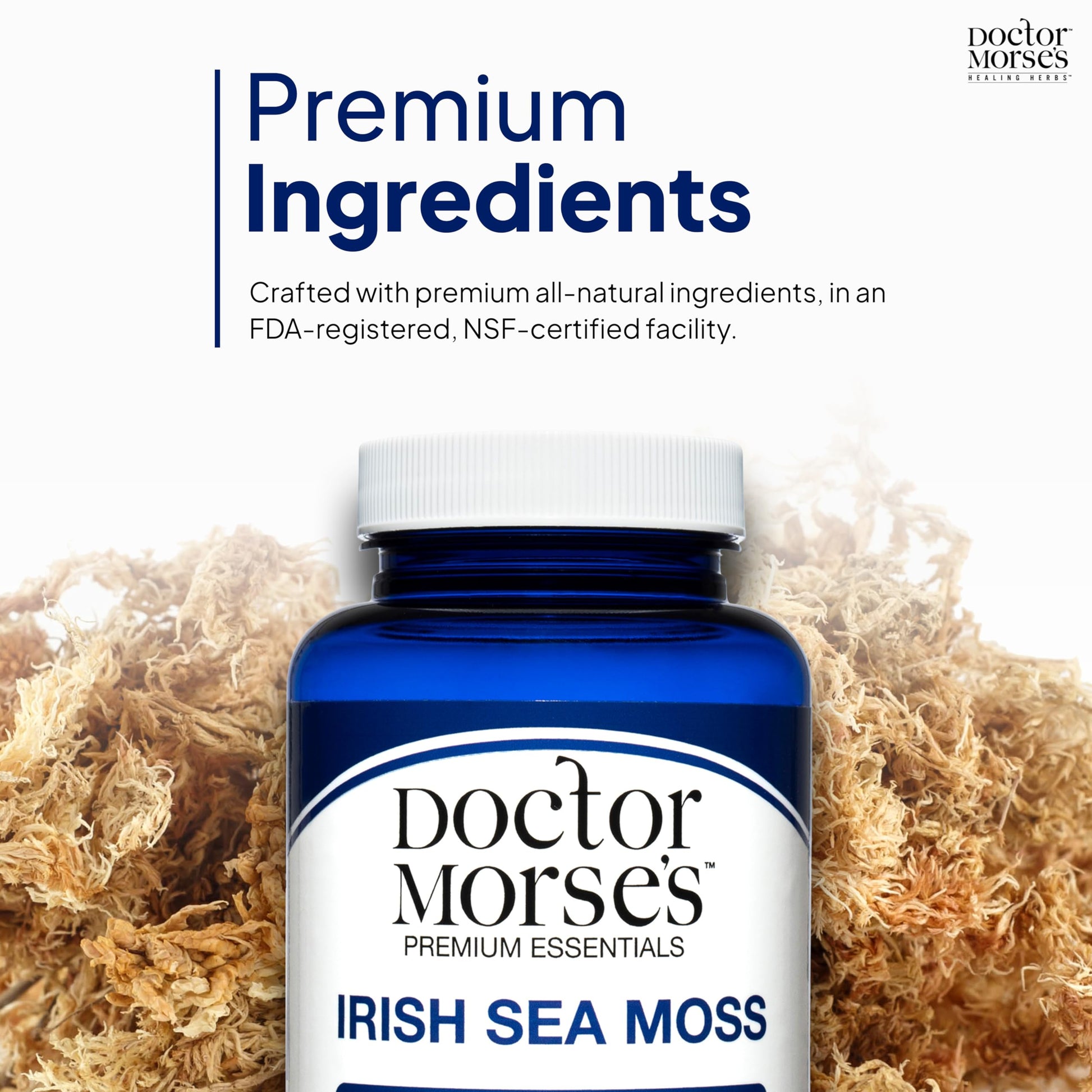 Irish Sea Moss Advanced Supplement Capsules 1500mg, Ultra Potent Seamoss Advanced with Bladderwrack & Burdock Root, Made in FDA-Registered, NSF-Certified Facility, Overall Health Support, 90 Capsules Doctor Morse's Au supplements