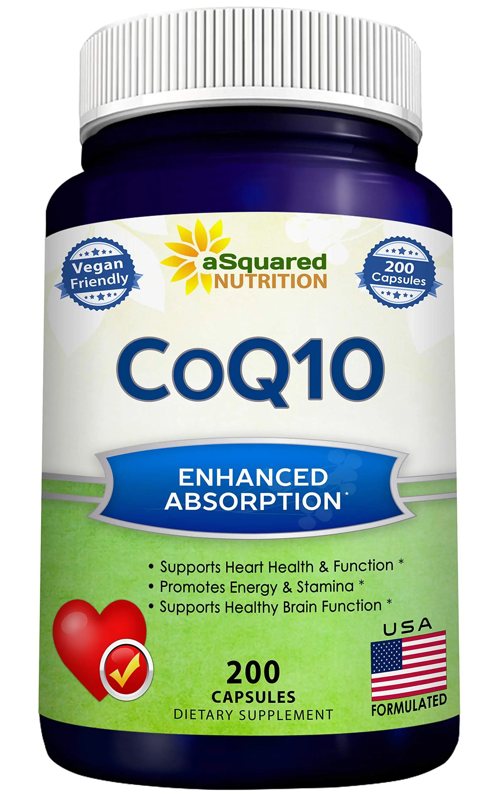 aSquared Nutrition CoQ10 (400mg Max Strength, 200 Capsules) - High Absorption Vegan Coenzyme Q10 Powder - Ubiquinone Supplement Pills, Extra Antioxidant CO Q-10 aSquared Nutrition Au supplements
