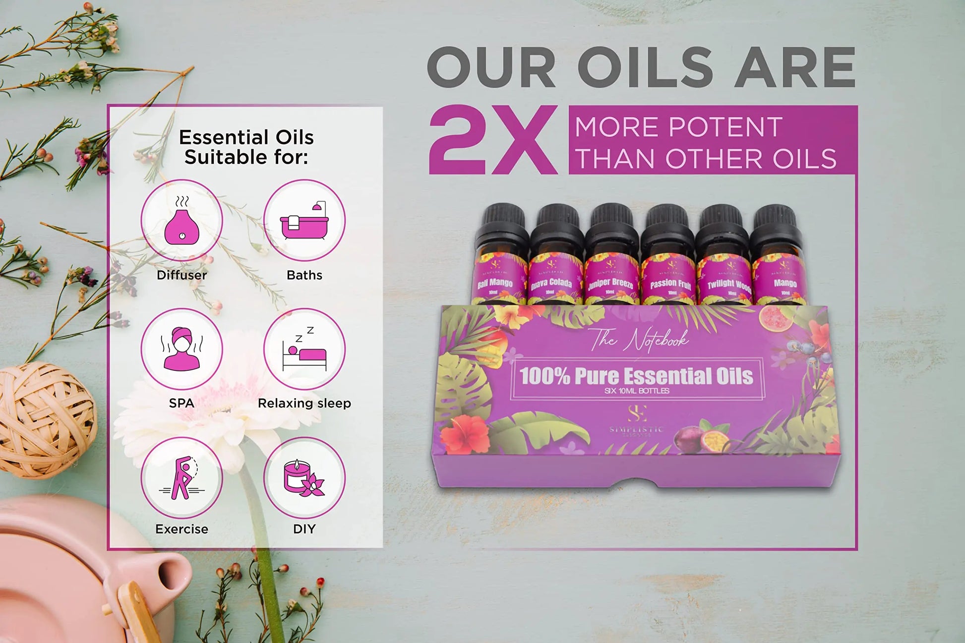 Simplistic Elegance Essential Oils Set - Top 6 Natural Aromatherapy Oils for Diffusers Humidifier Massage Simplistic Elegance Au supplements