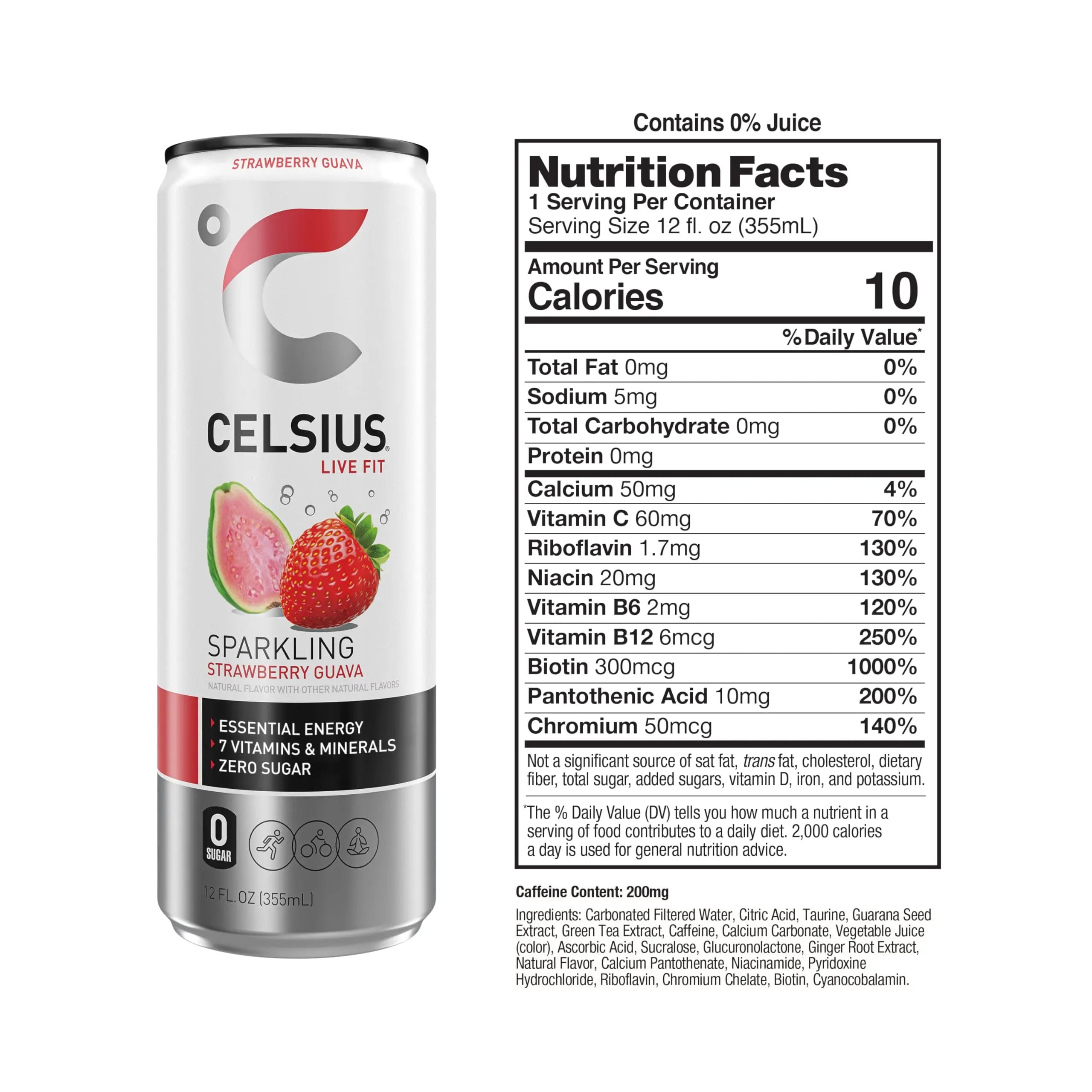 CELSIUS Sparkling Strawberry Guava, Functional Essential Energy Drink 12 Fl Oz (Pack of 12) CELSIUS Au supplements