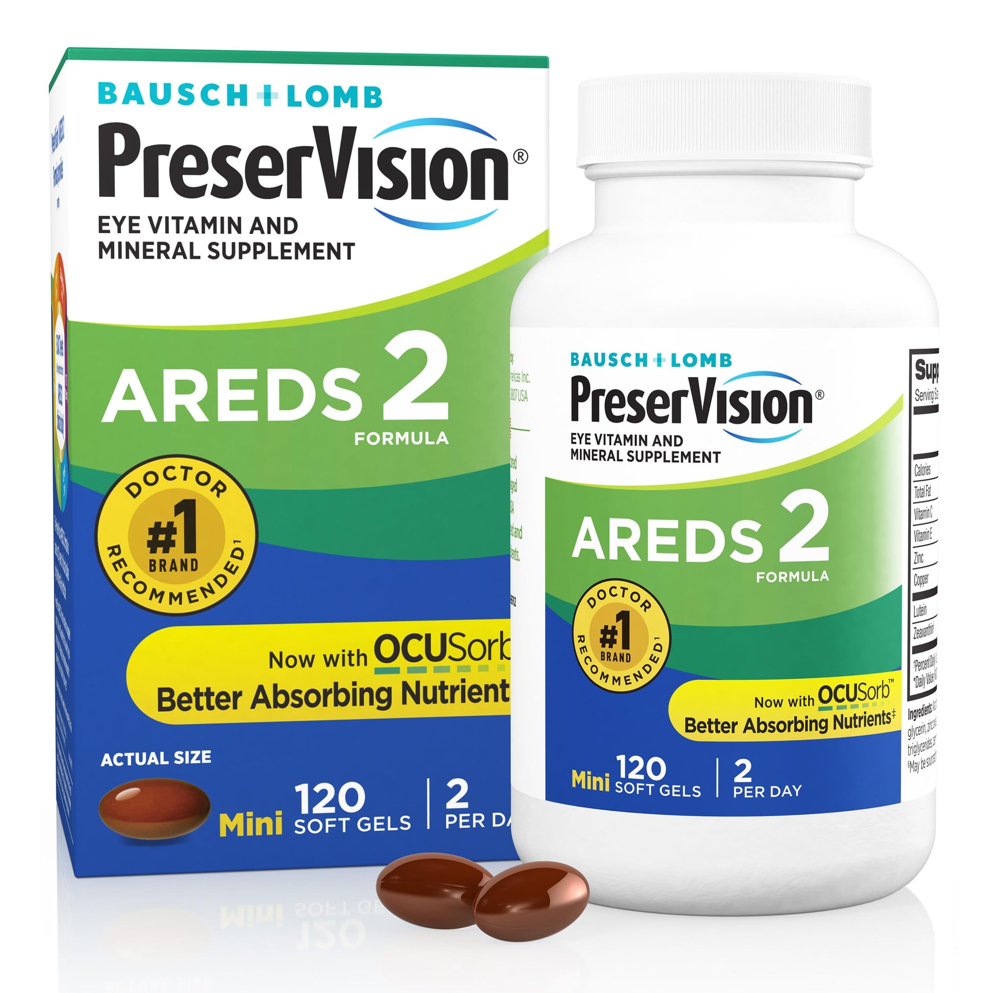 PreserVision AREDS 2 Eye Vitamins, #1 Eye Doctor Recommended Brand, Lutein and Zeaxanthin Supplement with Vitamin C, Vitamin E, Zinc, and Copper, 120 Softgels (Minigels) PreserVision Au supplements