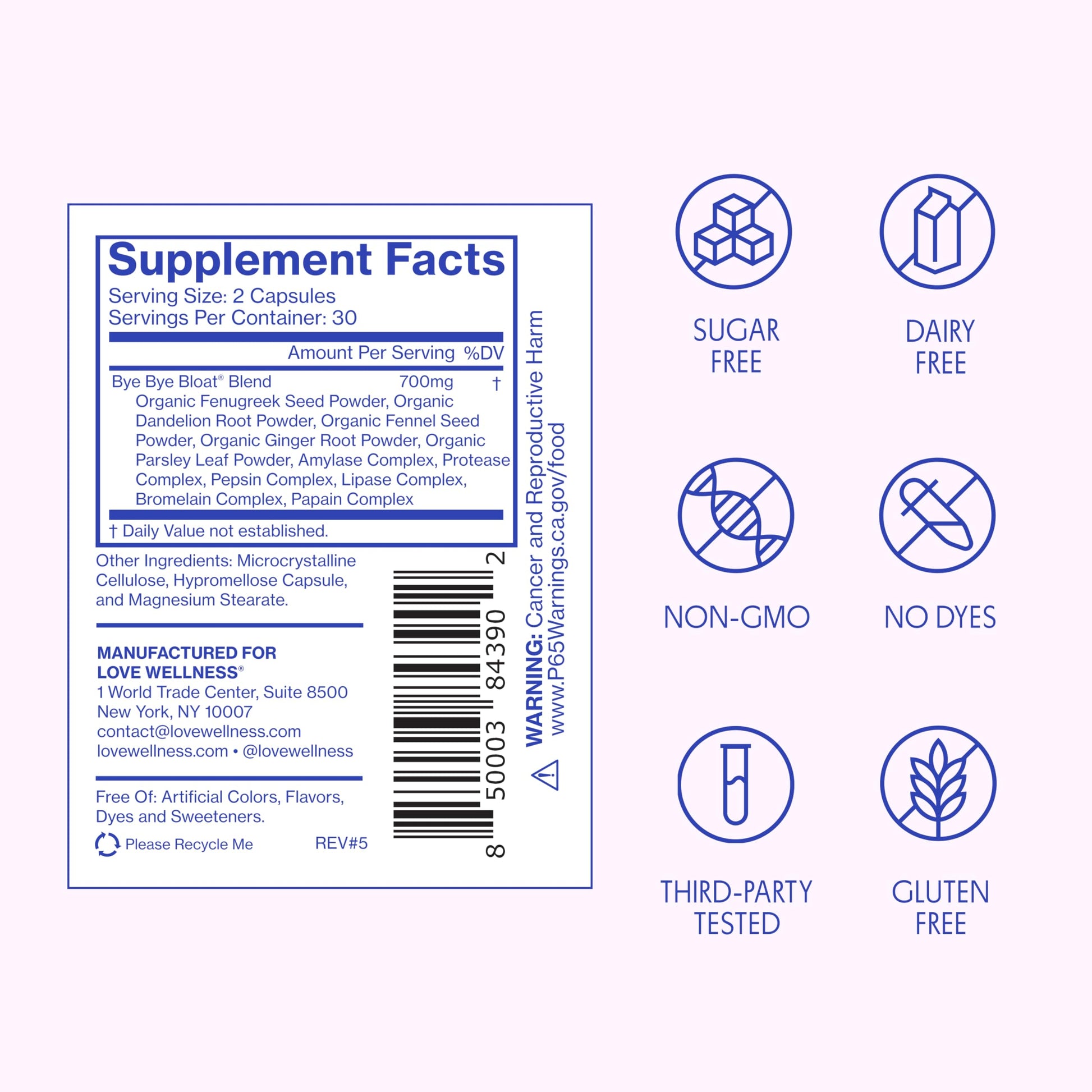 Love Wellness Bye Bye Bloat | Digestive Enzymes for Fast Acting Bloating Relief for Women | Helps Reduce Water Retention & Gas Relief | Supports Digestive Health Love Wellness Au supplements
