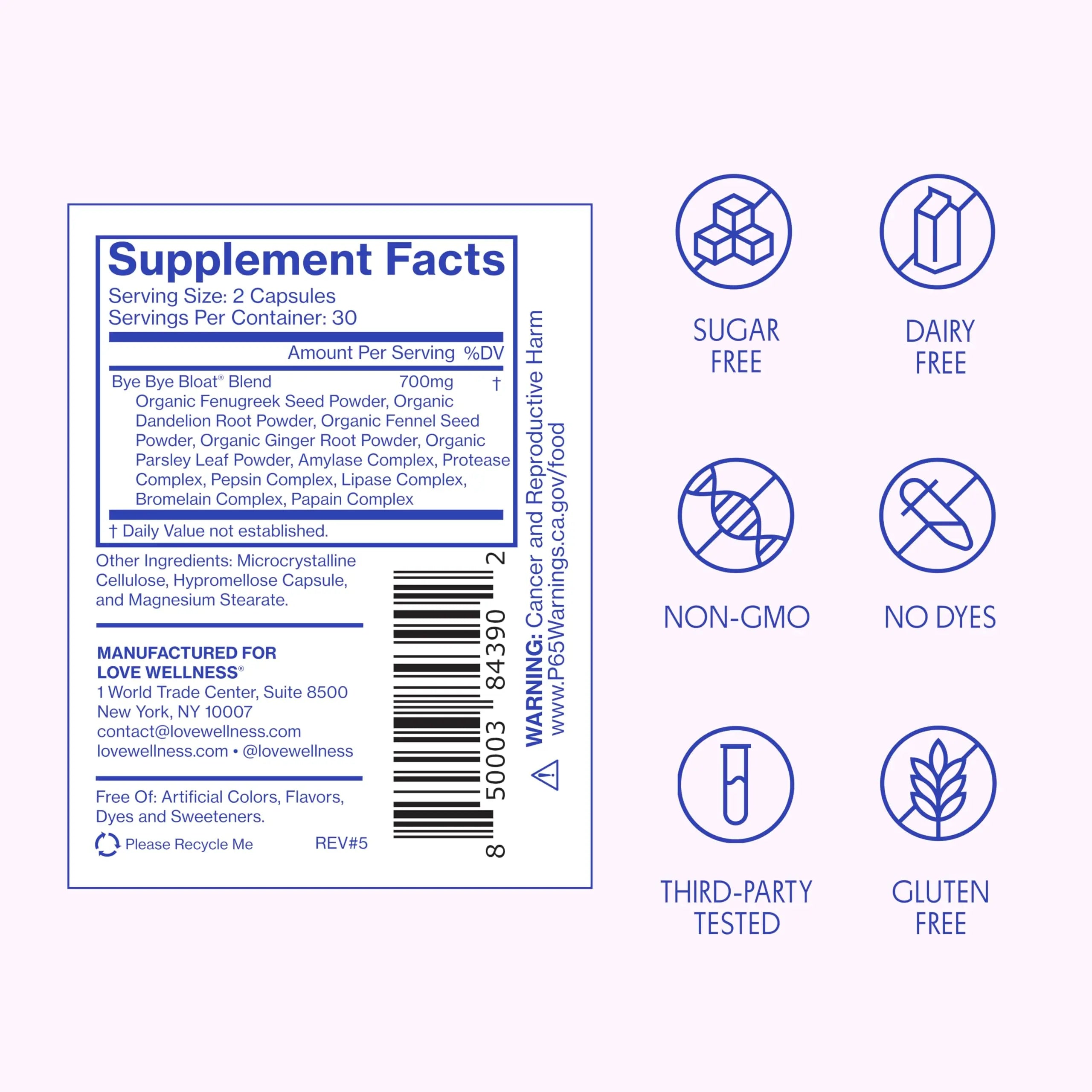 Love Wellness Bye Bye Bloat | Digestive Enzymes for Fast Acting Bloating Relief for Women | Helps Reduce Water Retention & Gas Relief | Supports Digestive Health Love Wellness Au supplements