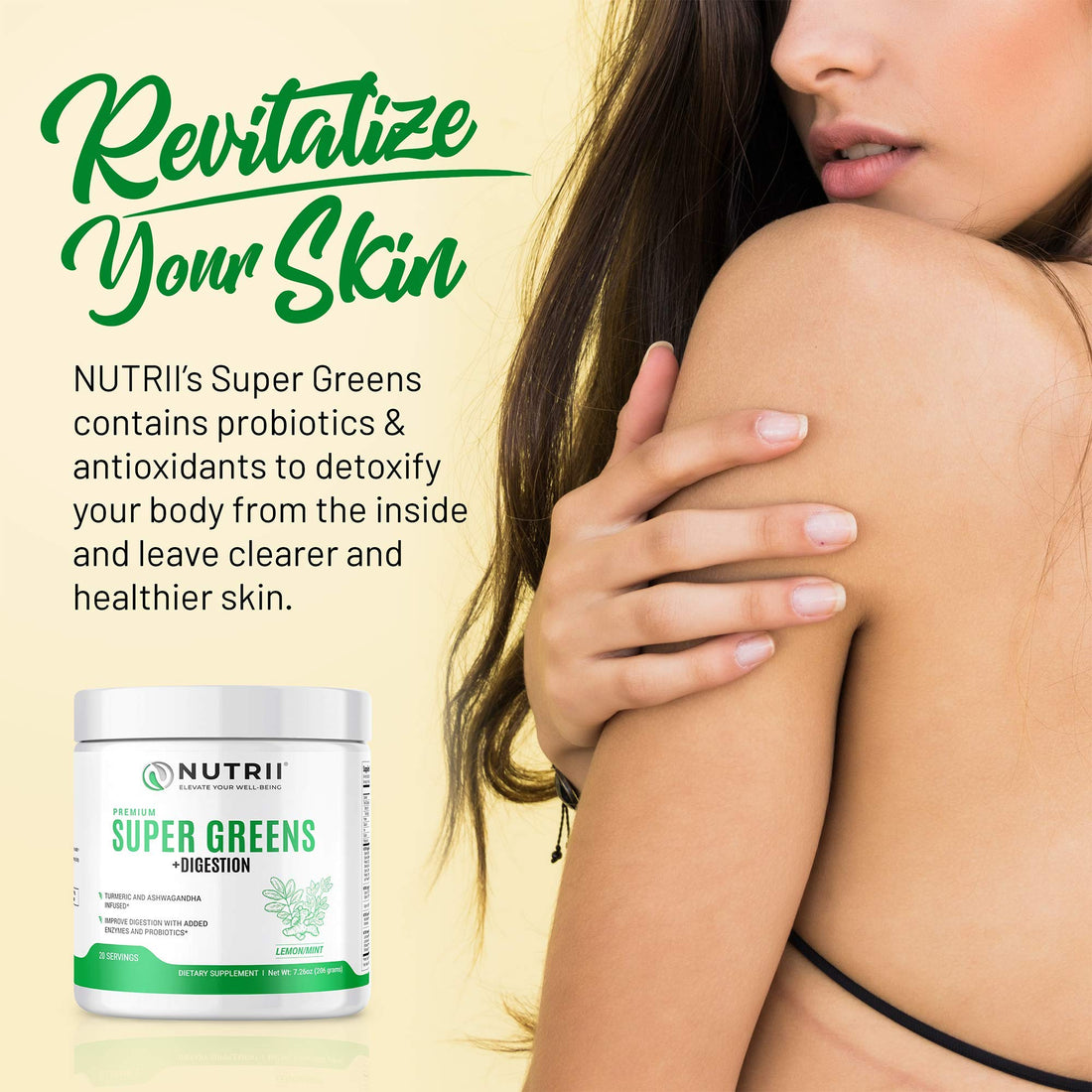 Nutrii Organic Green Immunity Superfood Powder - Soothes Digestion, Boosts Healthy Vitality and Energy. Fast Acting Formula with Probiotics, Enzymes, Turmeric and Ashwagandha (30 Servings Lemon-Mint) Nutrii Au supplements